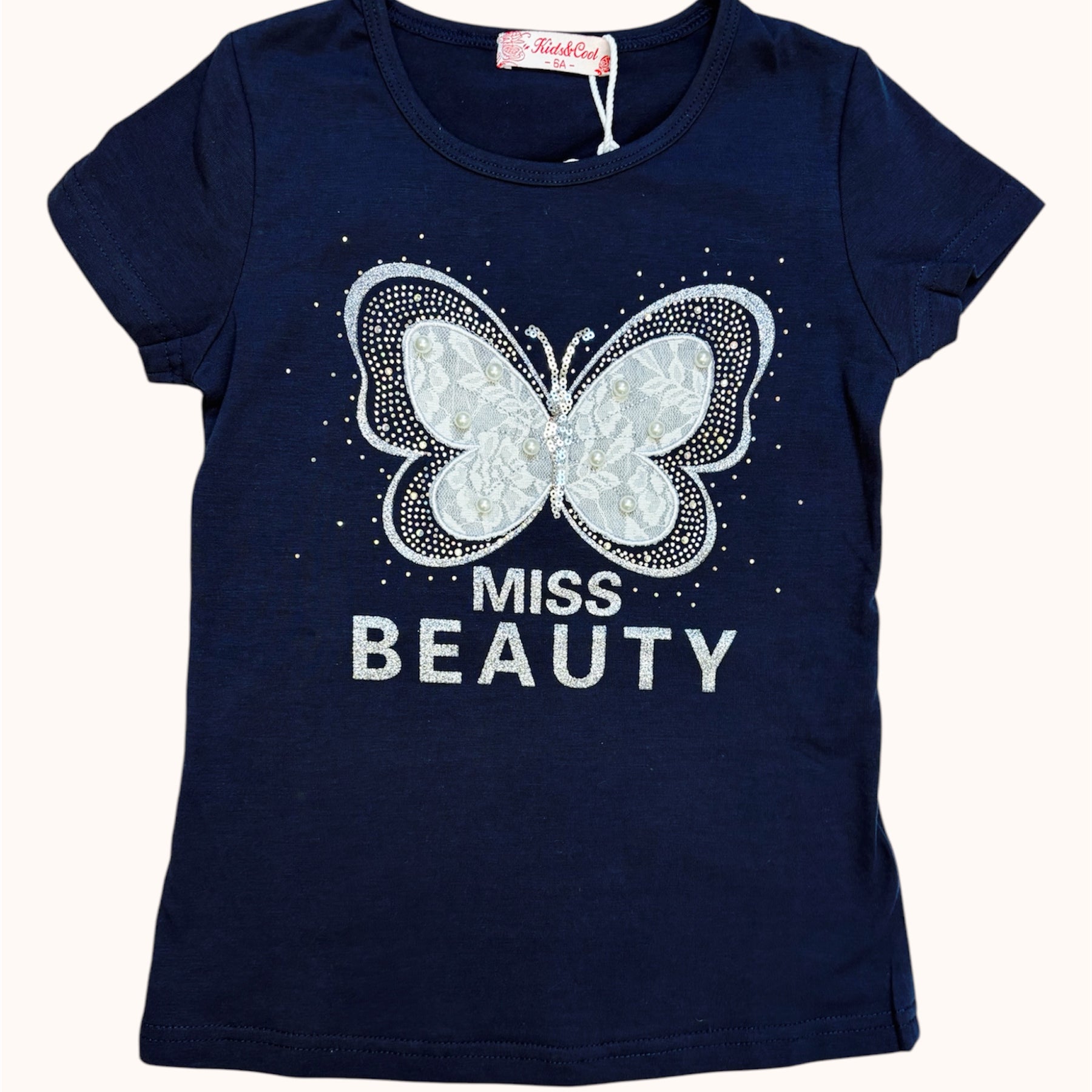 Donkerblauw T-shirt met glitters