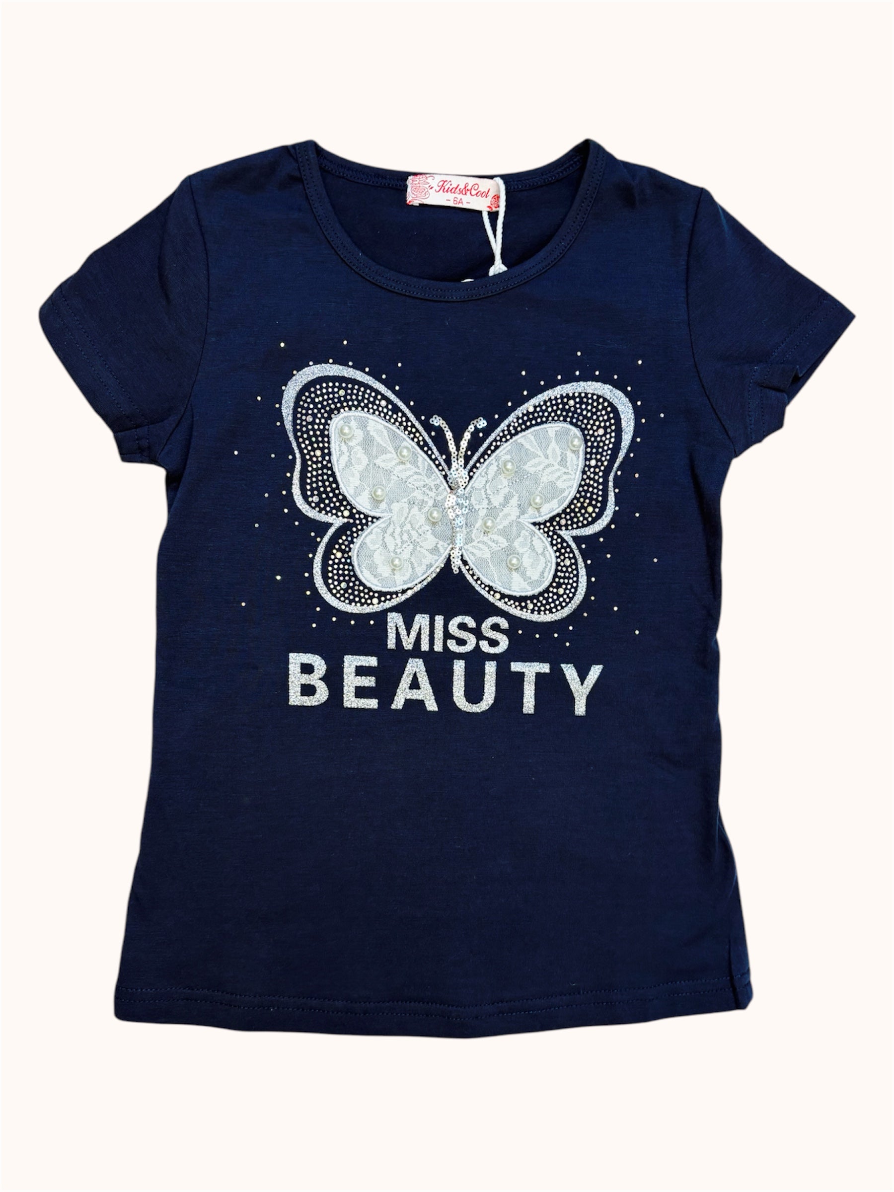 Donkerblauw T-shirt met glitters