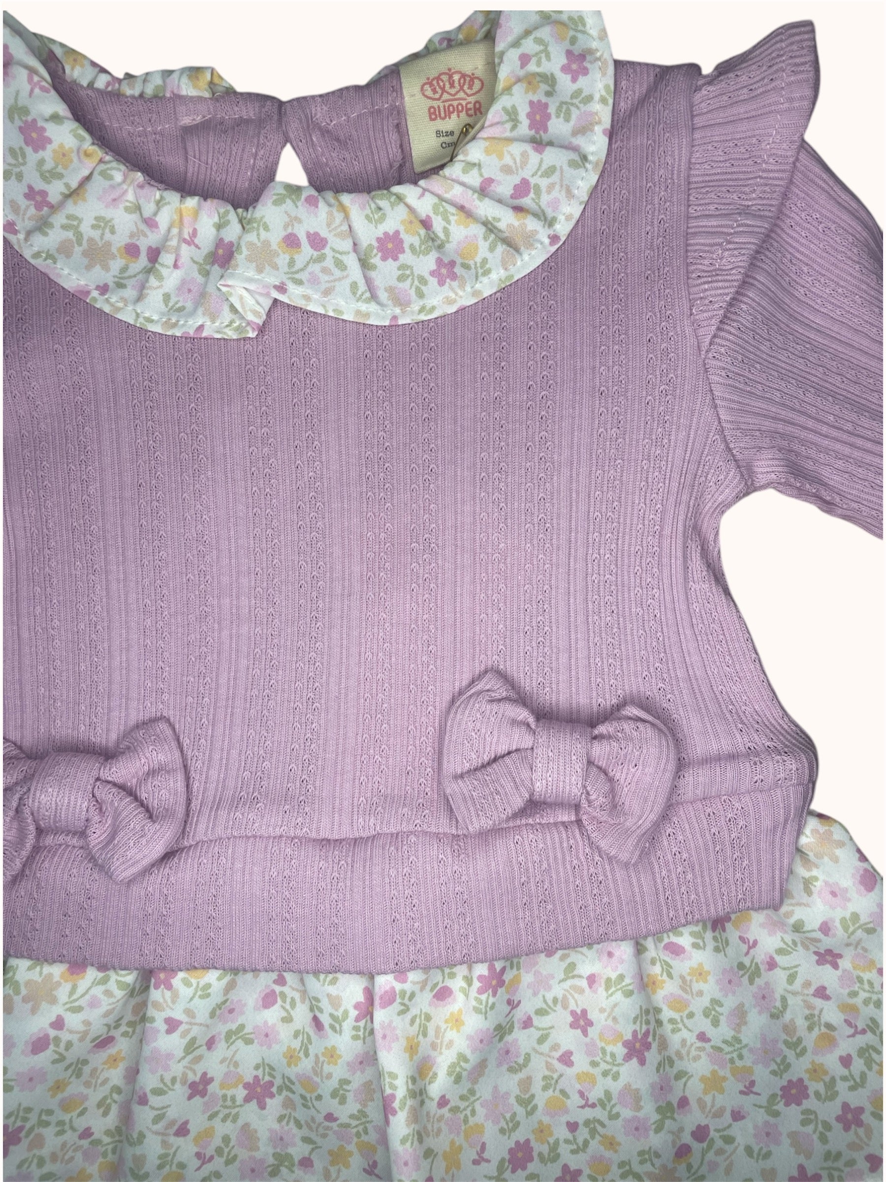 Elegant paars babymeisjes jurkje met bloemenrok