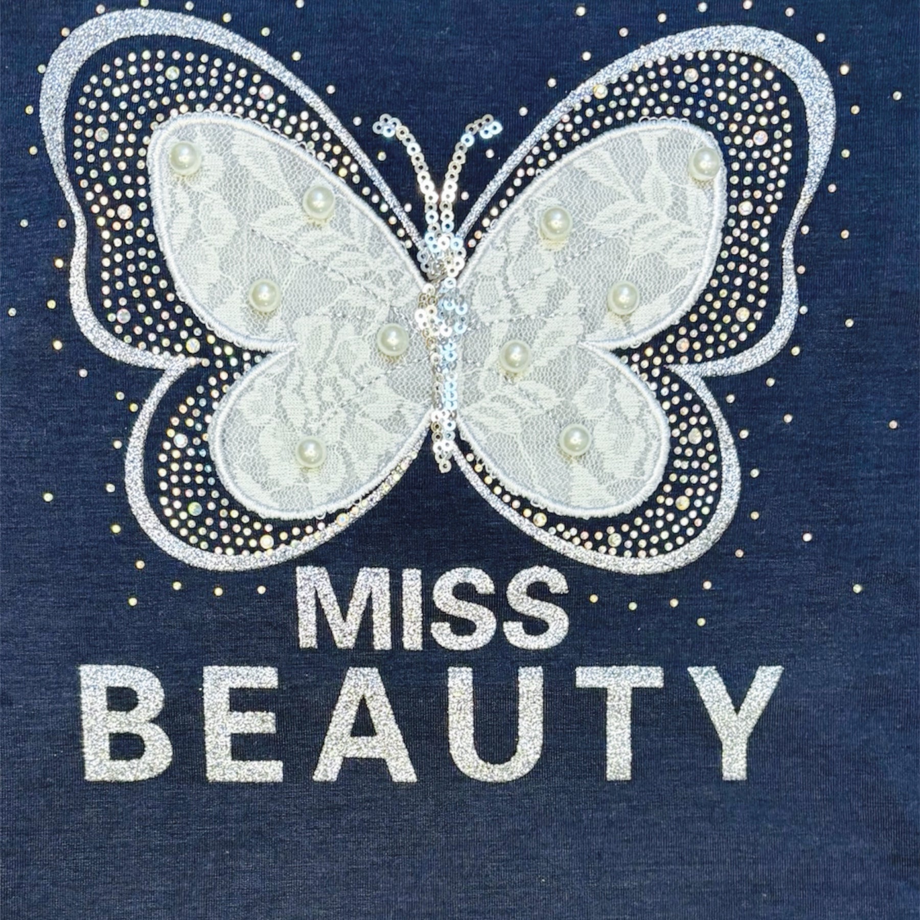 Donkerblauw T-shirt met glitters