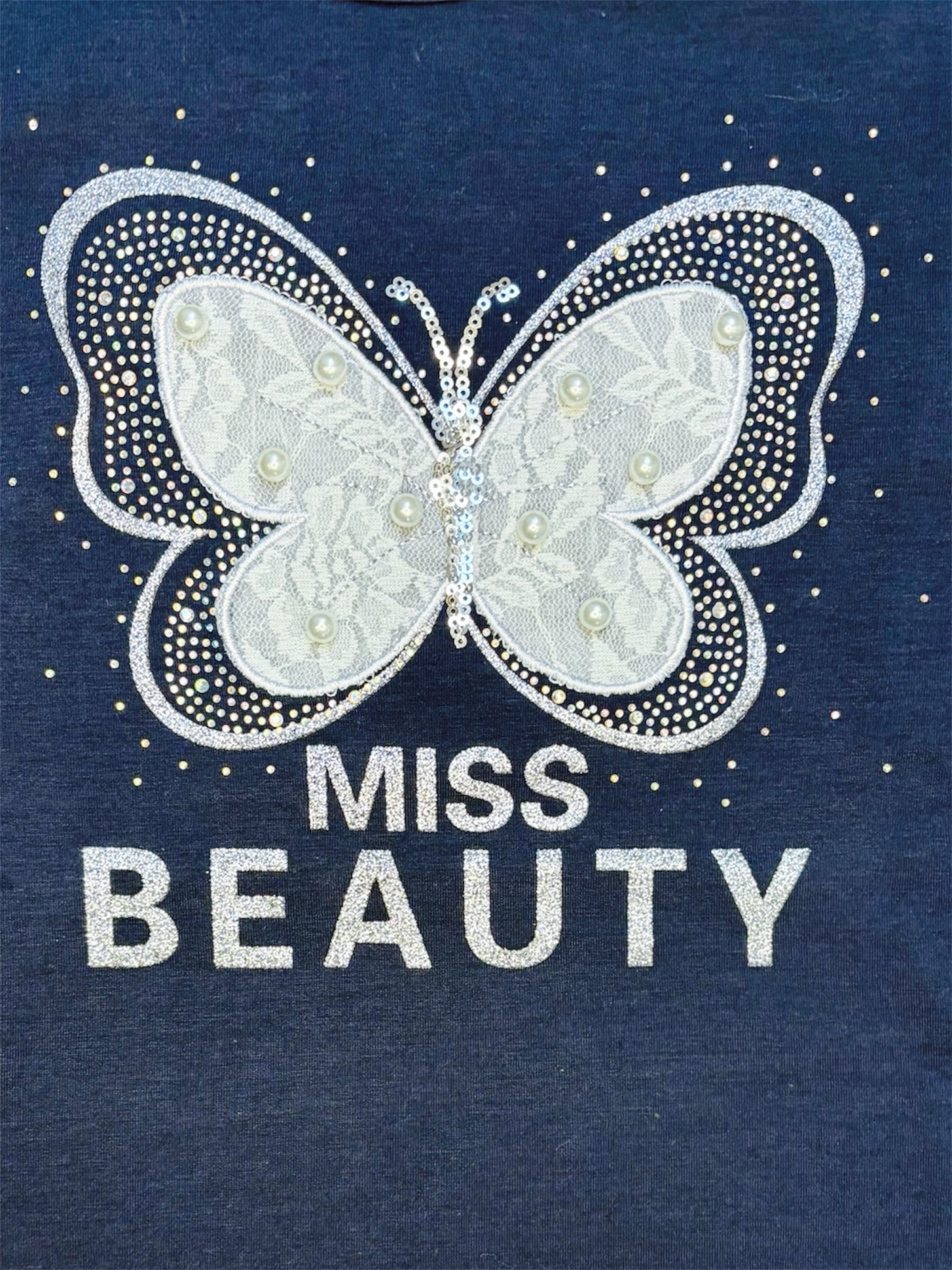 Donkerblauw T-shirt met glitters