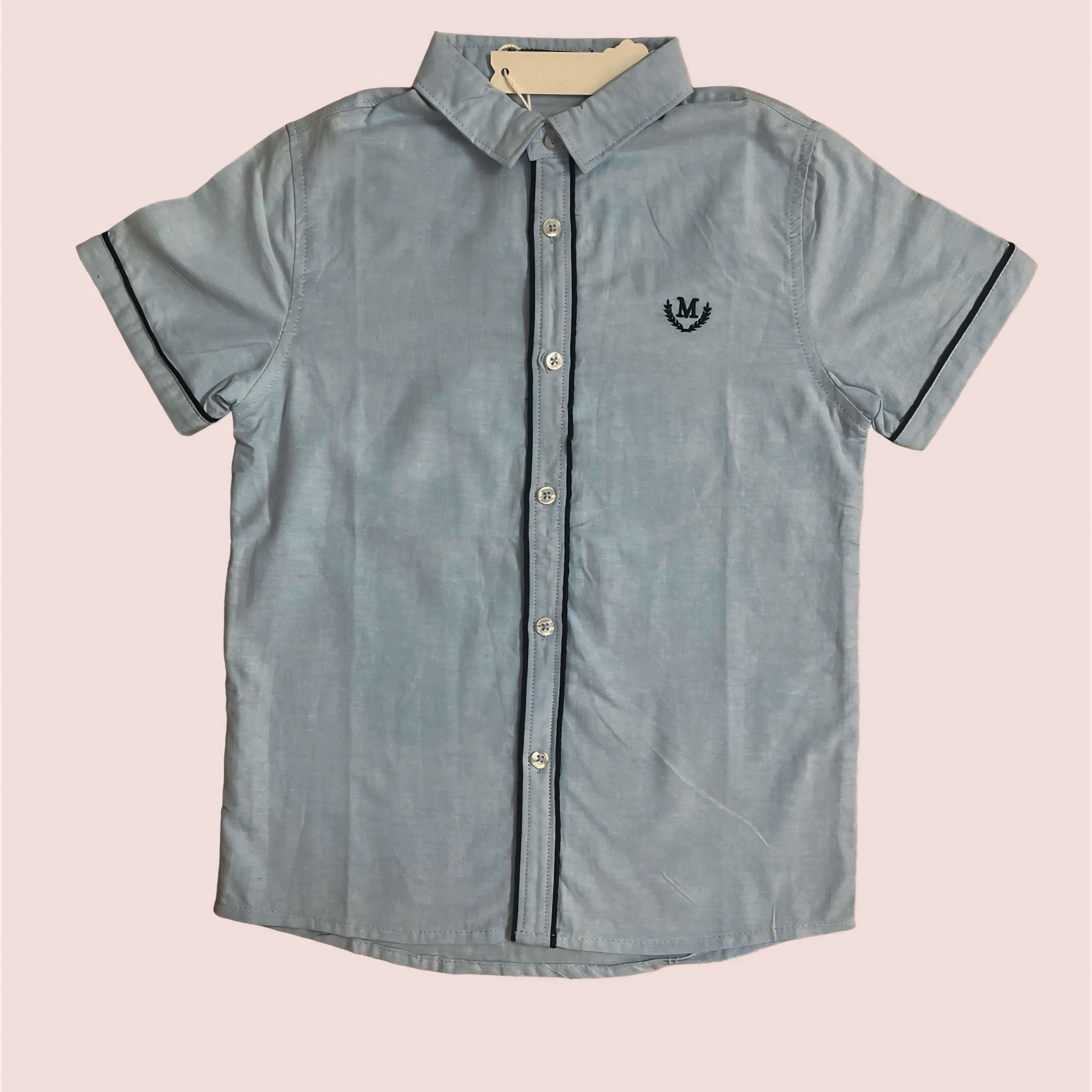 Blauw Jongenshemd met Korte Mouwen