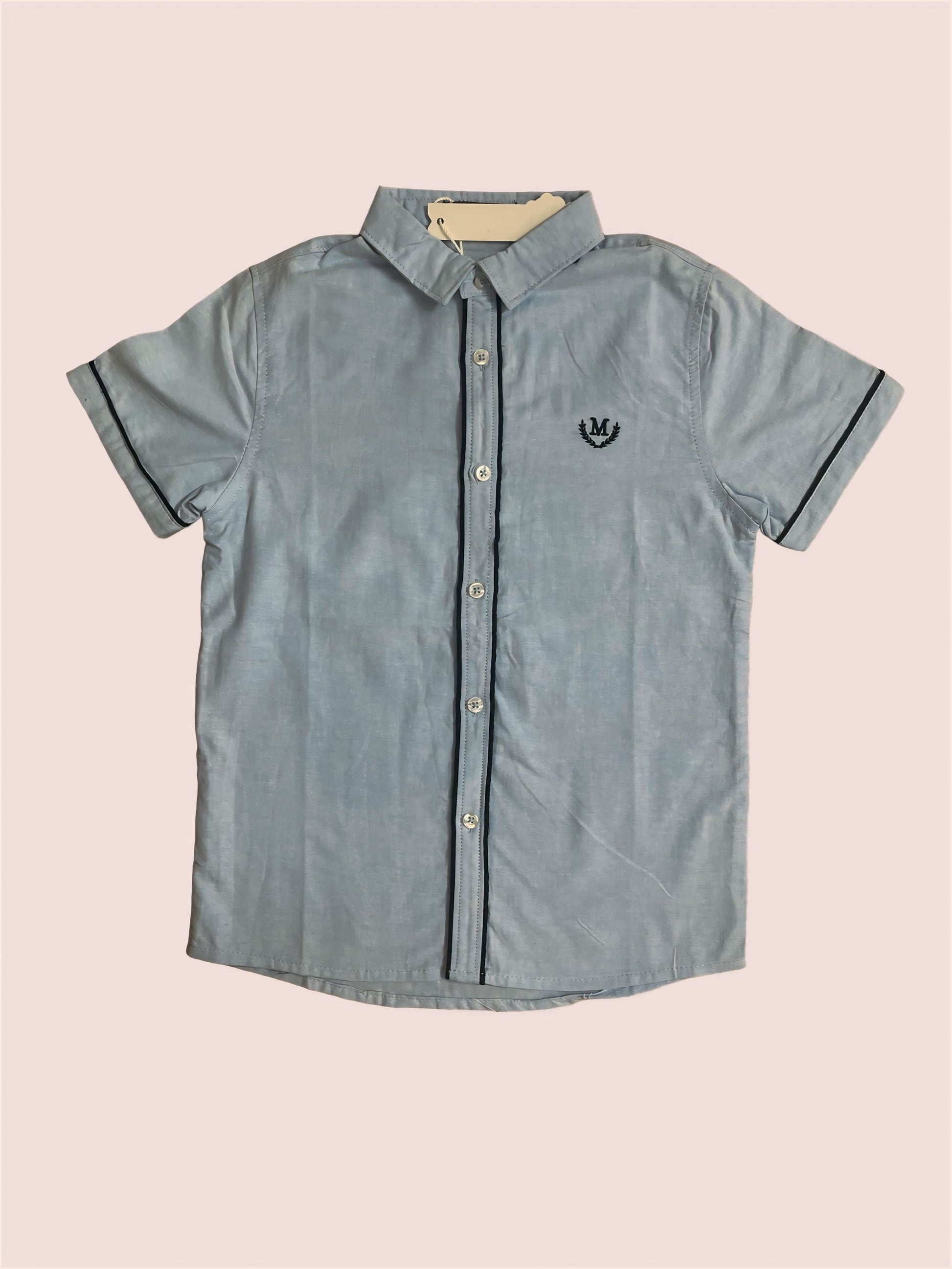 Blauw Jongenshemd met Korte Mouwen