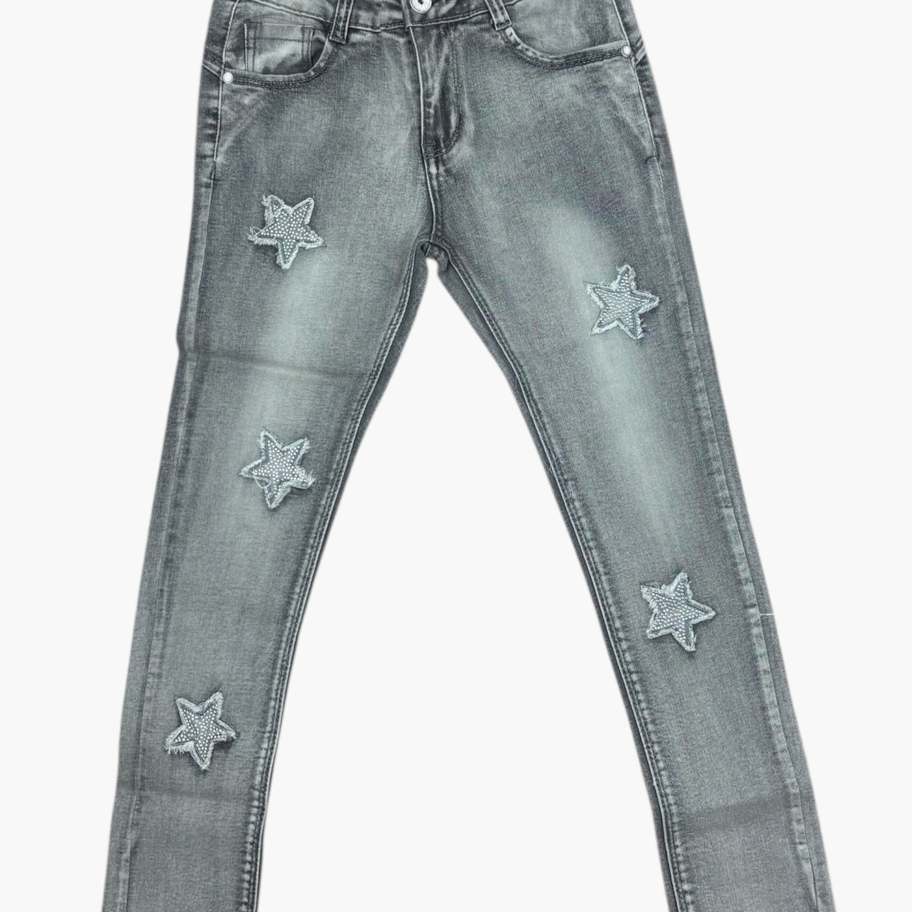 Grijze Meisjes Jeans met Sterren – Slim Fit