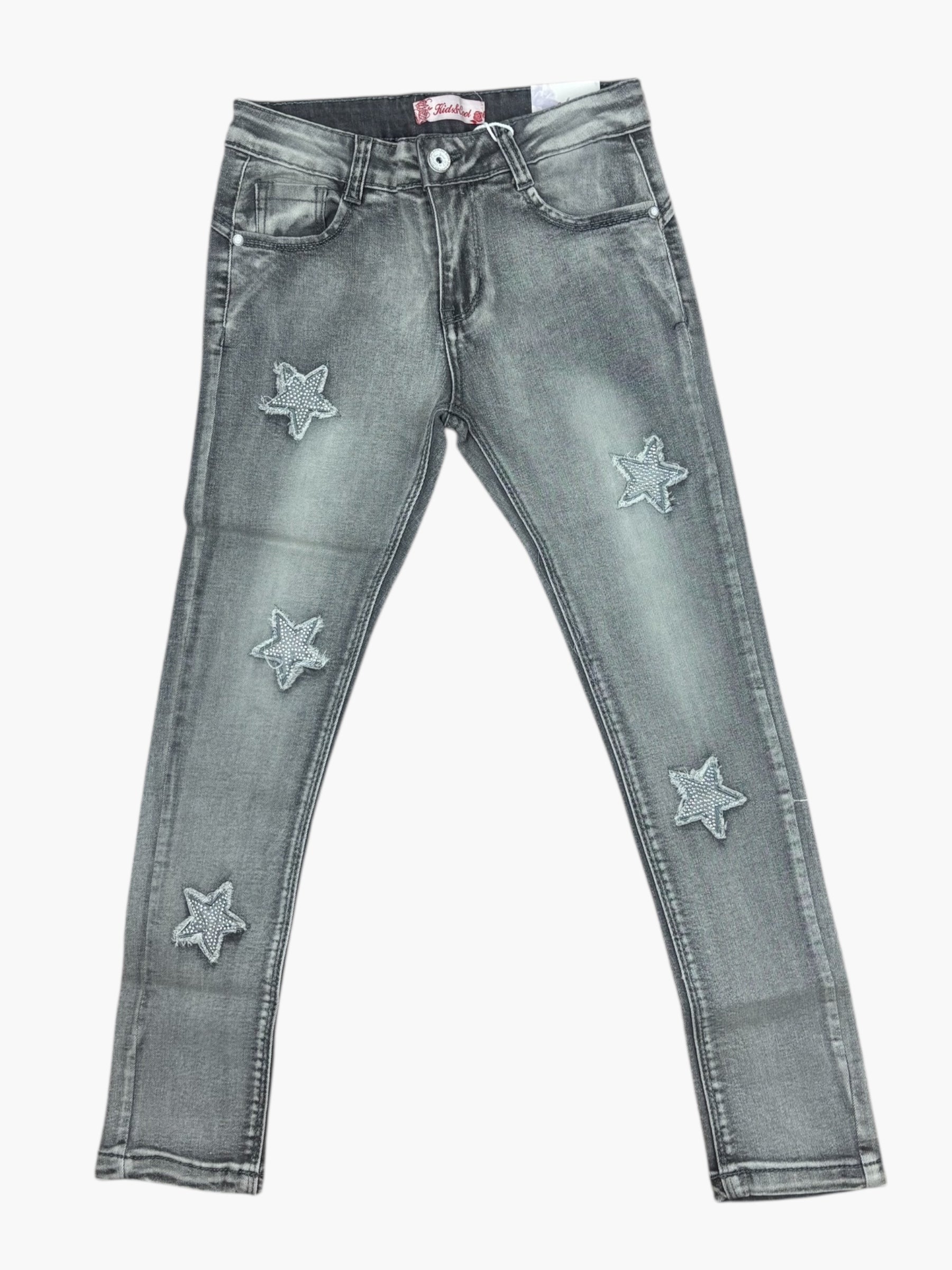 Grijze Meisjes Jeans met Sterren – Slim Fit