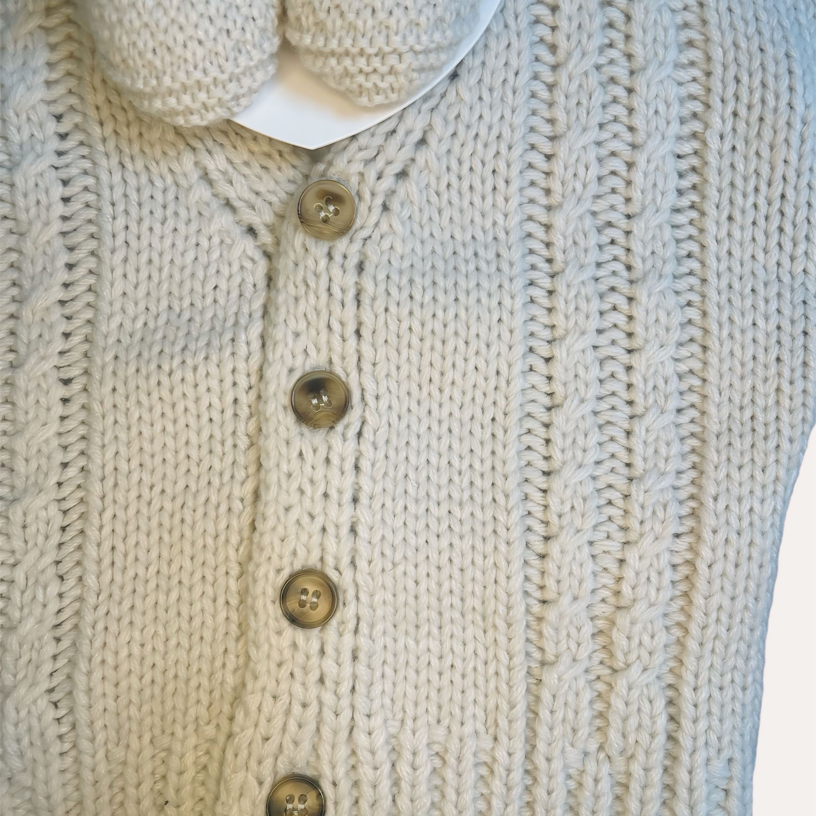 Beige Gebreid Babyvestje Set en Slofjes