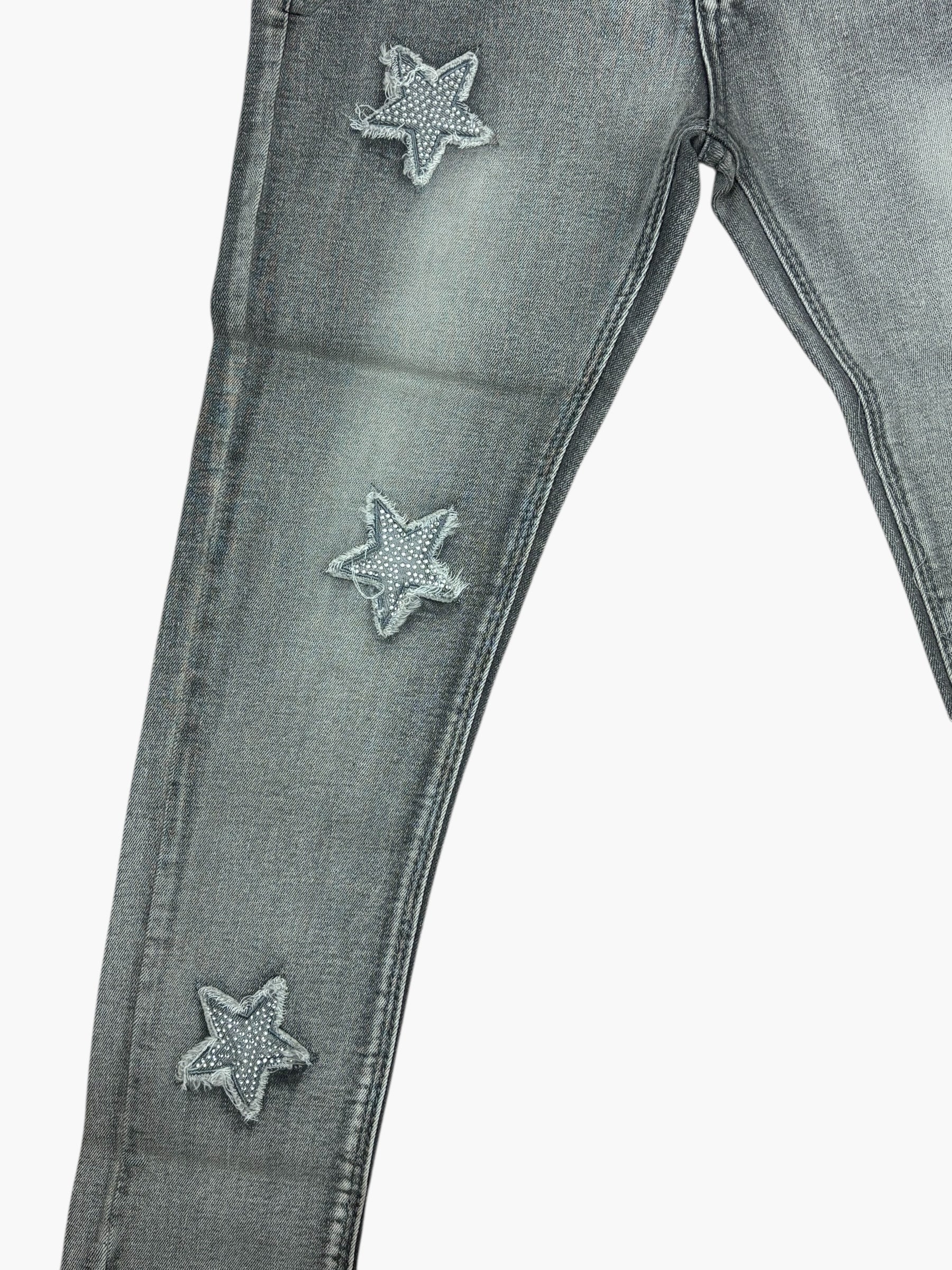 Grijze Meisjes Jeans met Sterren – Slim Fit