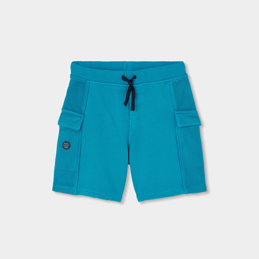 Boboli petrolblauwe jongens cargoshort met elastische taille