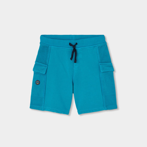 Boboli petrolblauwe jongens cargoshort met elastische taille