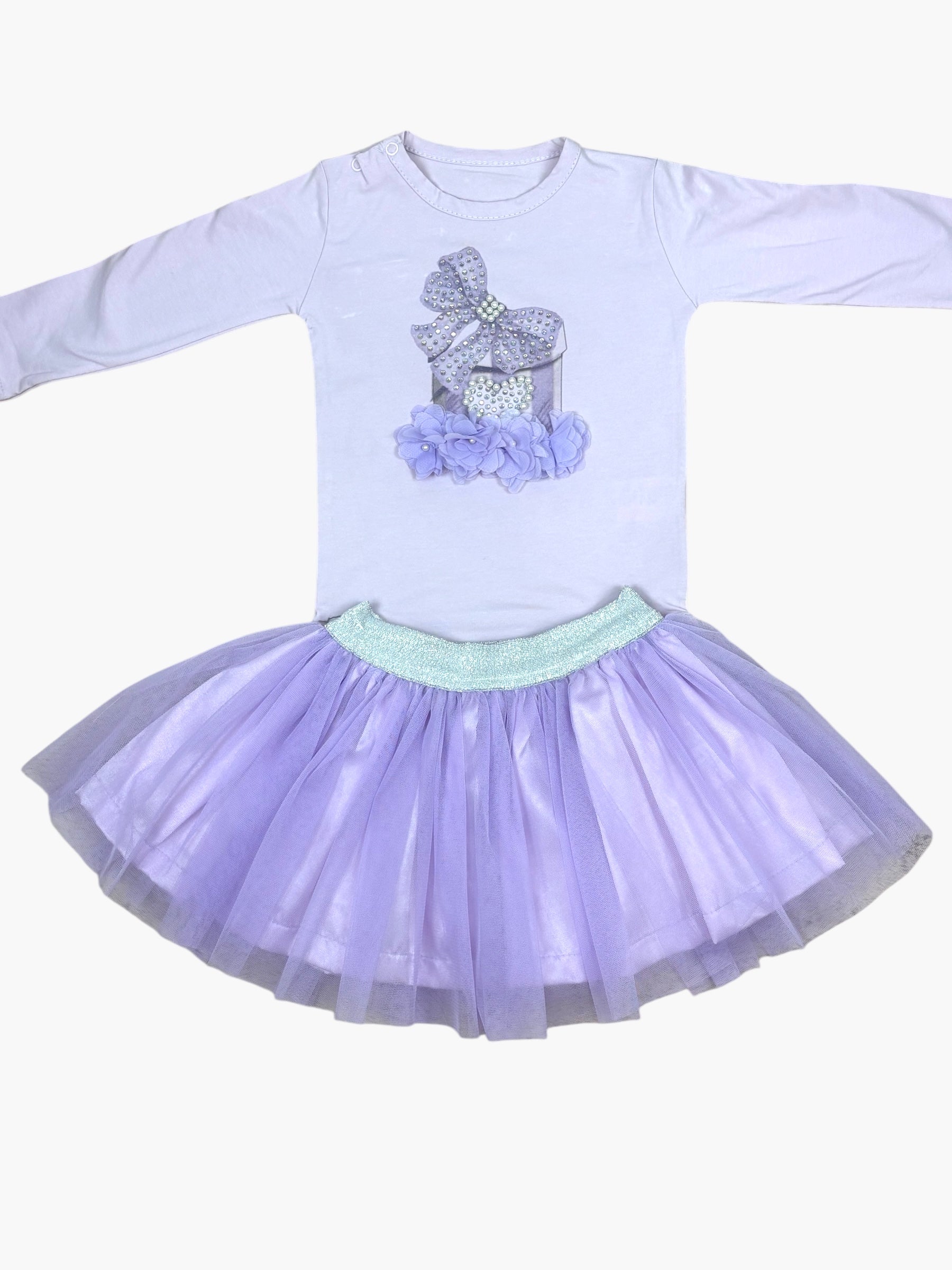 Lila feestelijke meisjesoutfit met tule rok