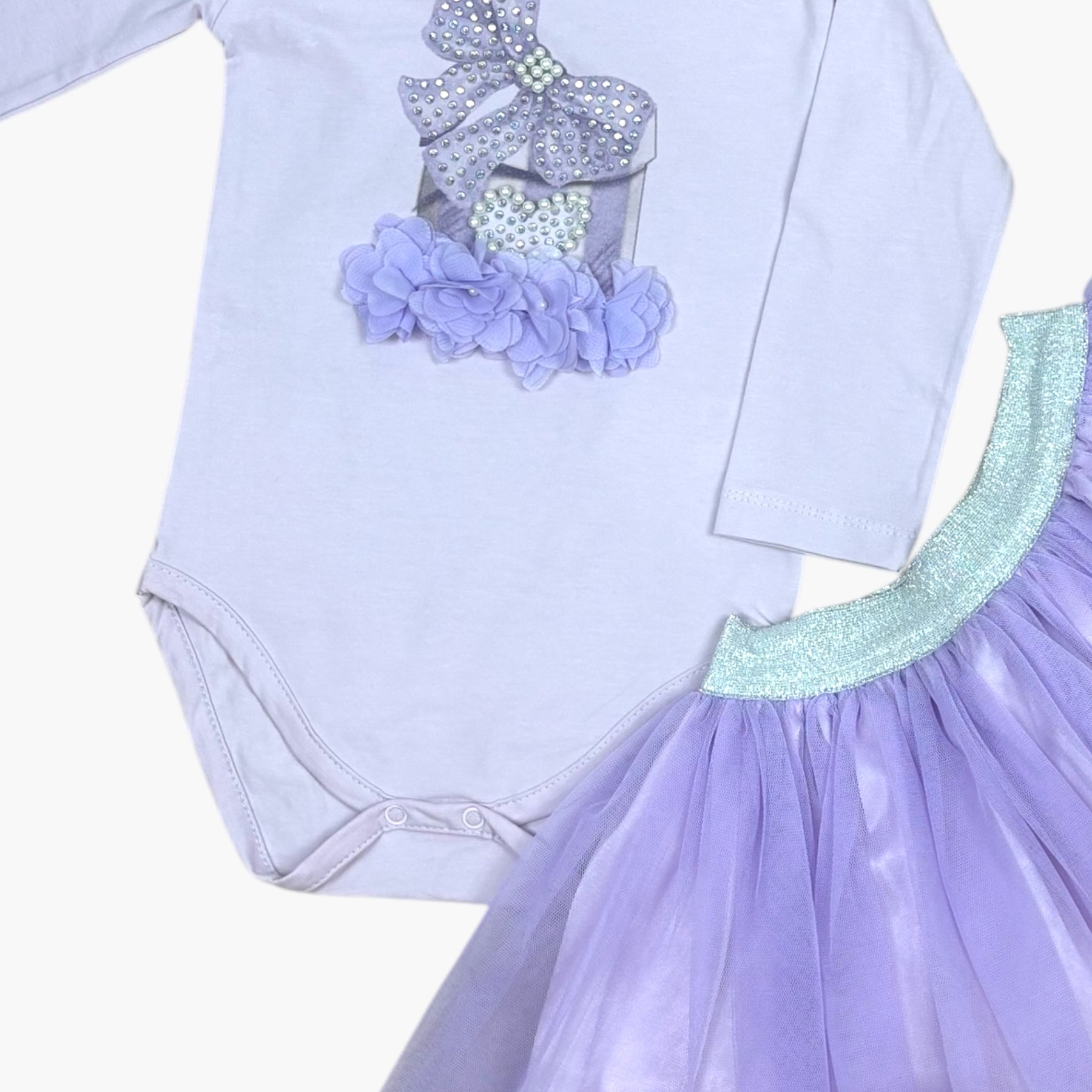 Lila feestelijke meisjesoutfit met tule rok