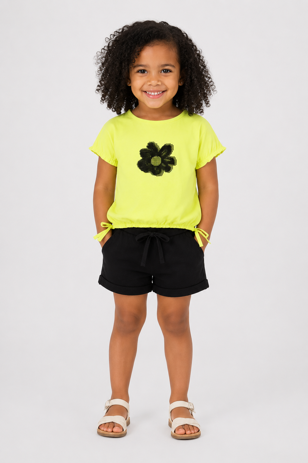 Meisjes shorts zwart sweat elastische taille