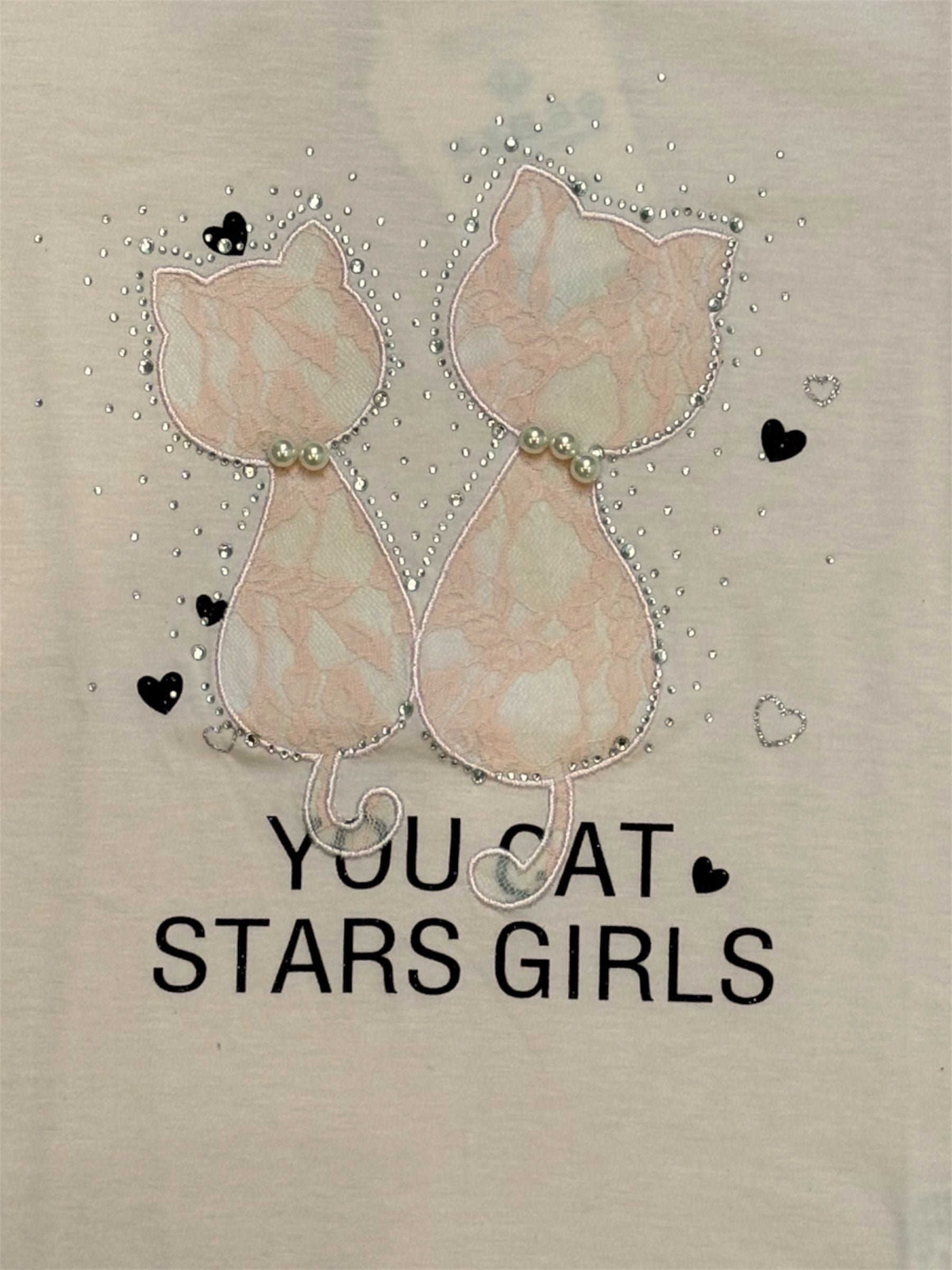 Roze T-shirt met kattenprint