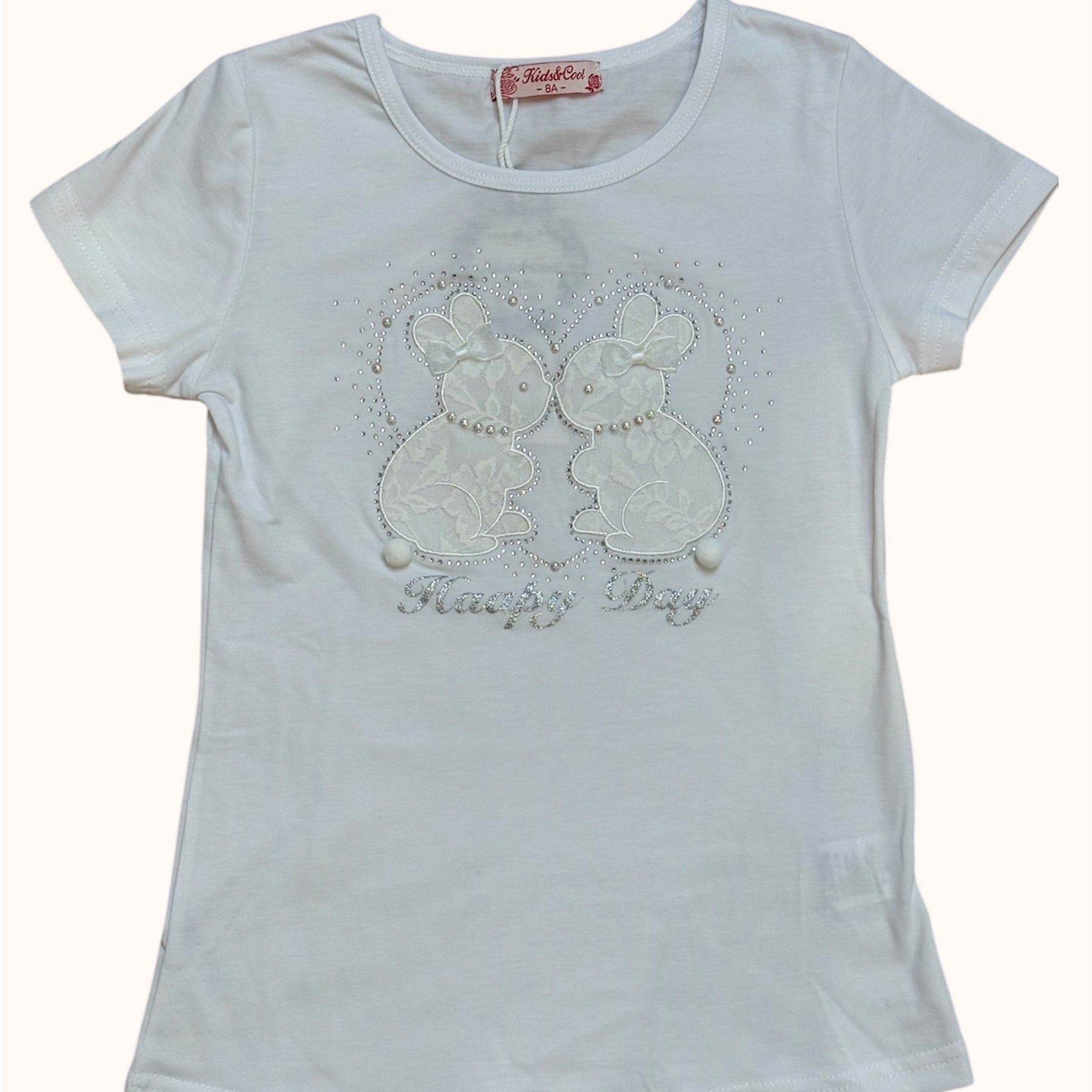 Wit T-shirt met konijntjes