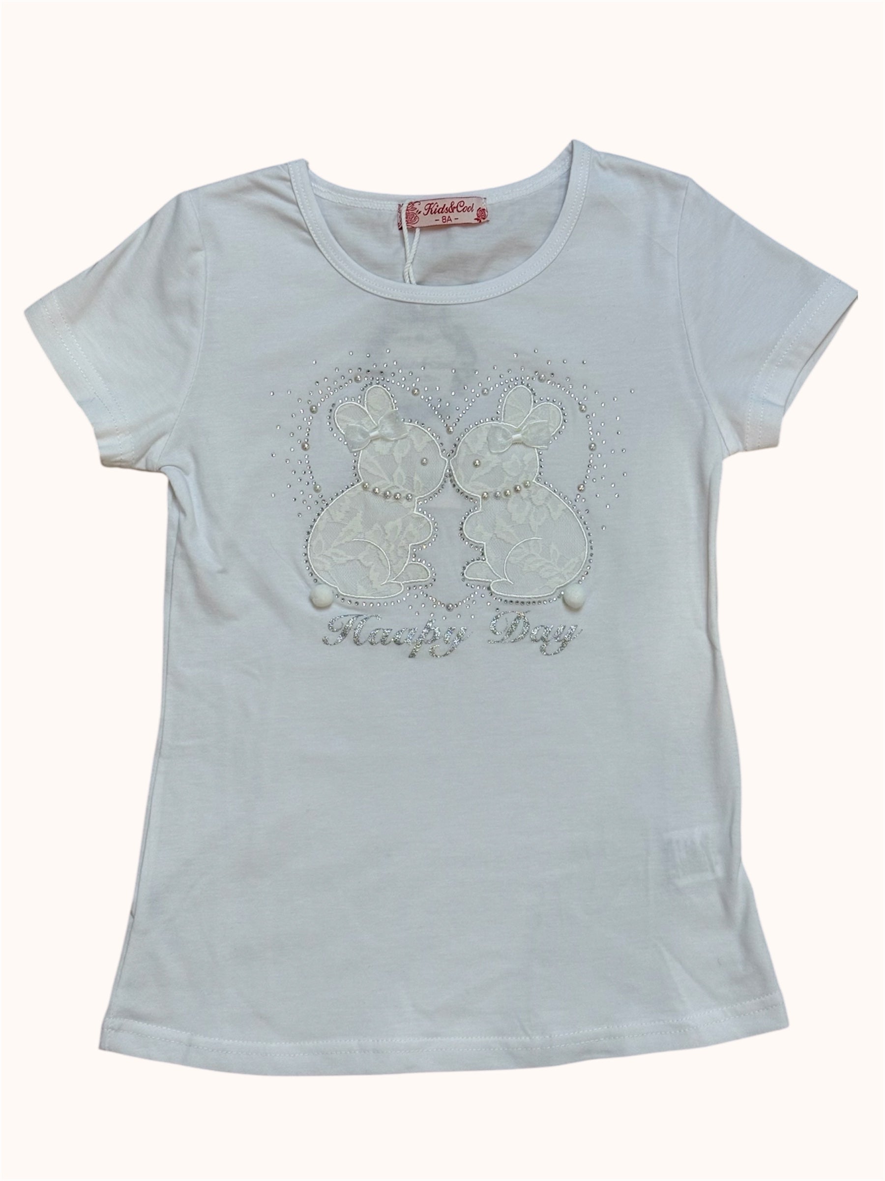 Wit T-shirt met konijntjes