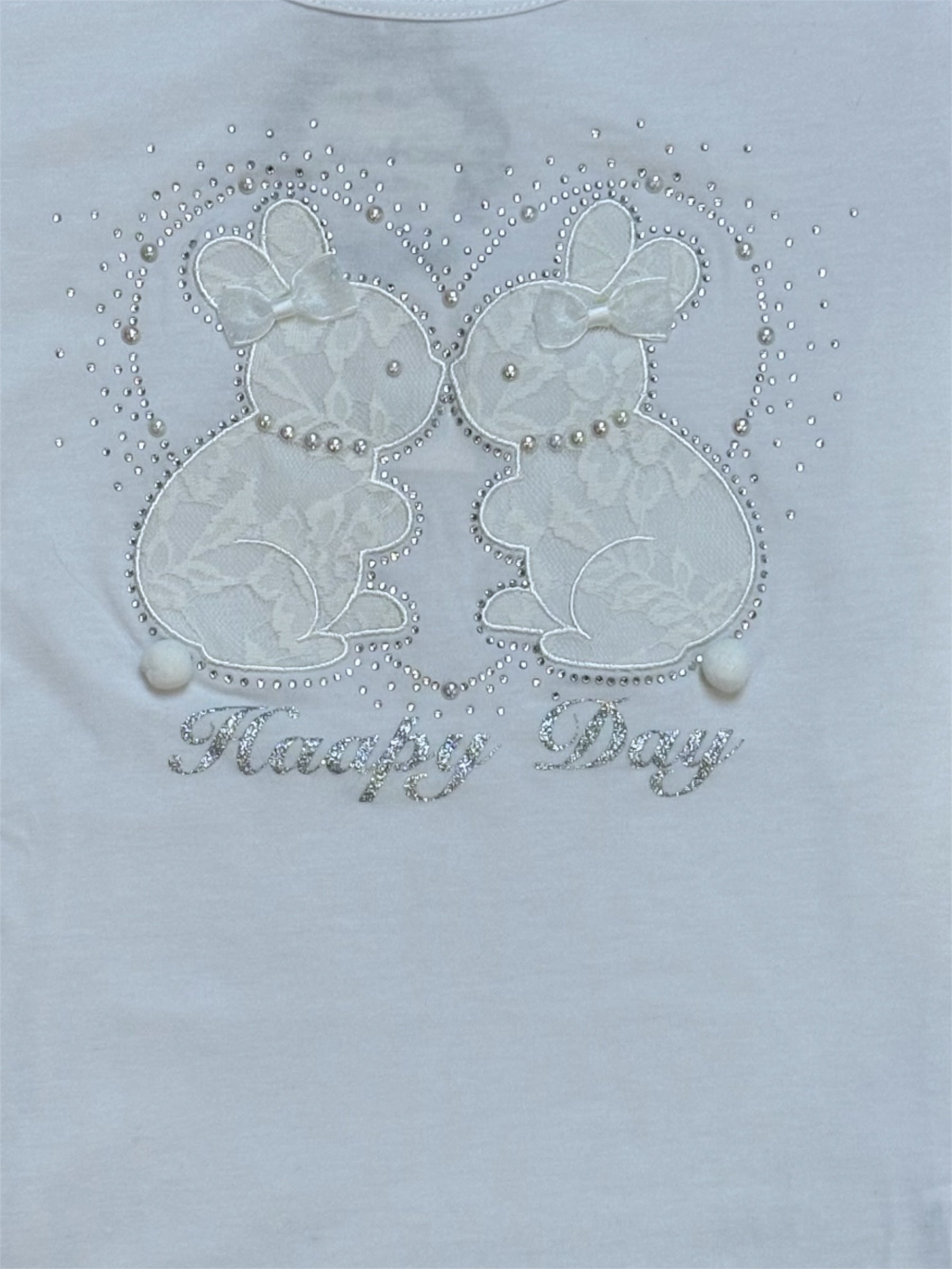 Wit T-shirt met konijntjes