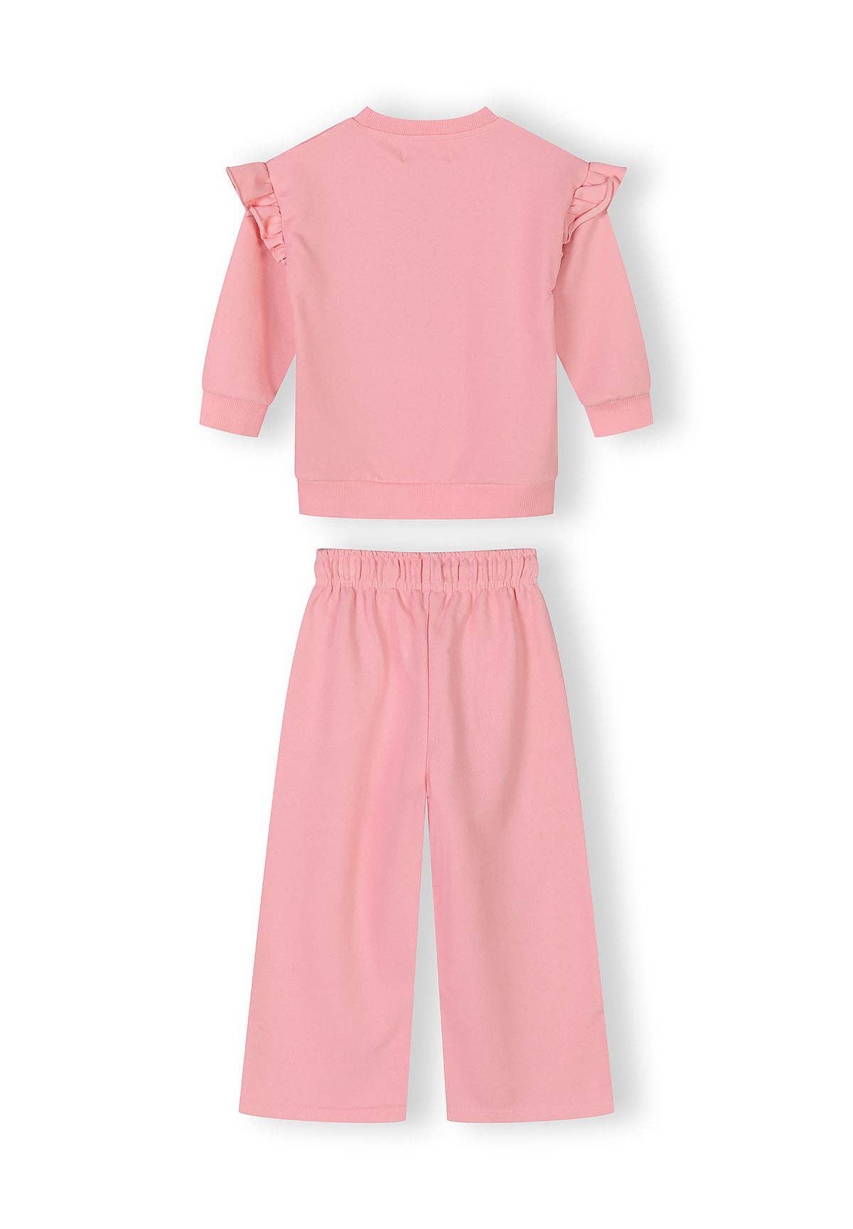 Meisjes kleding set roze met sweater en wijde broek