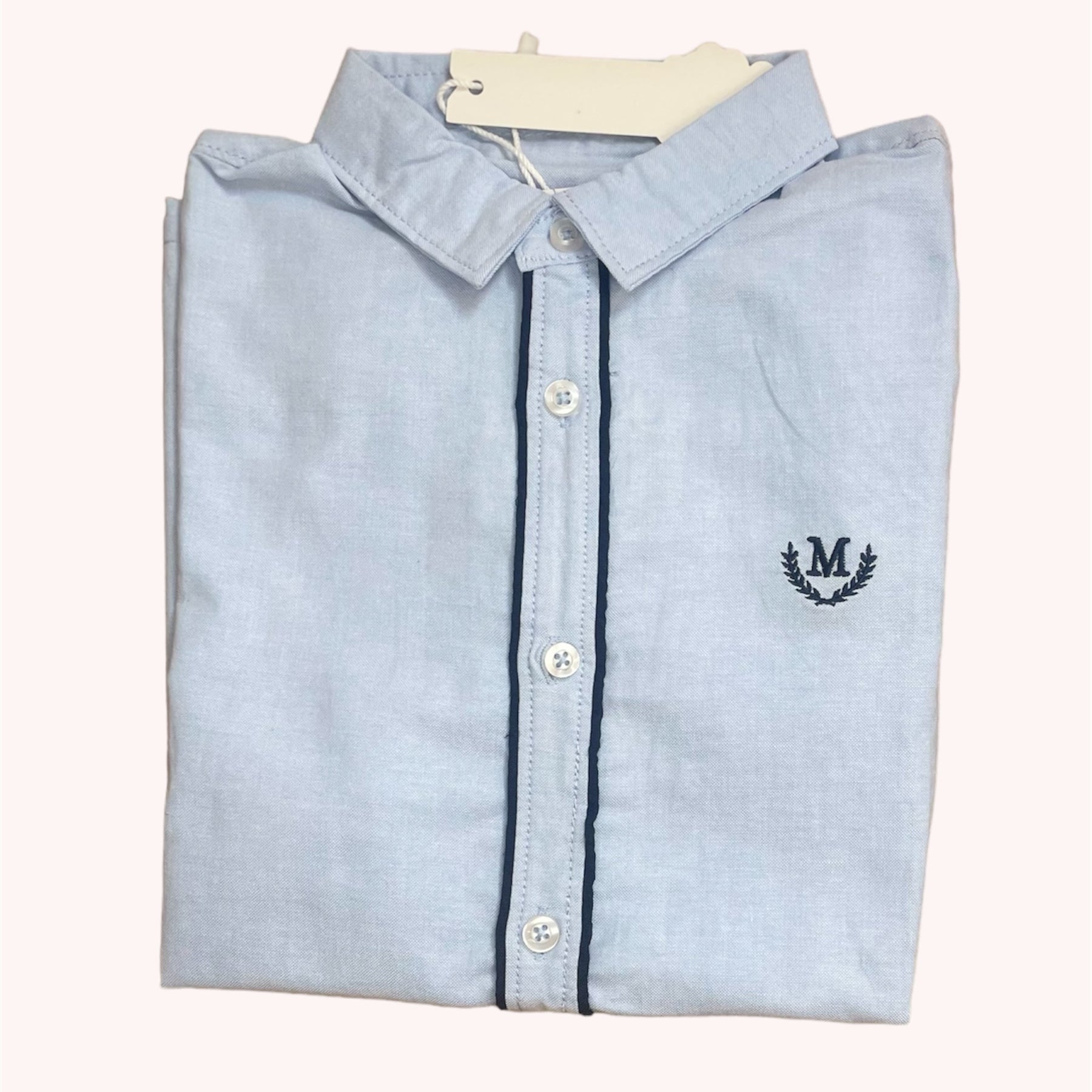 Blauw Jongenshemd met Korte Mouwen