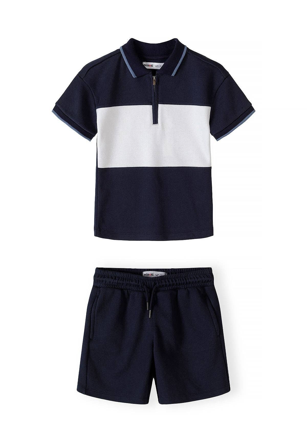 Jongens outfit zomer donkerblauw polo en short set