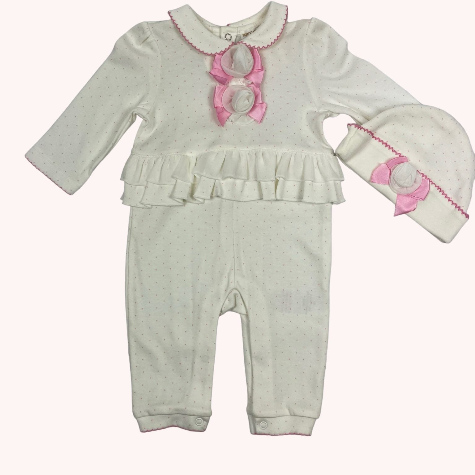Roze polka kruippakje babymeisje
