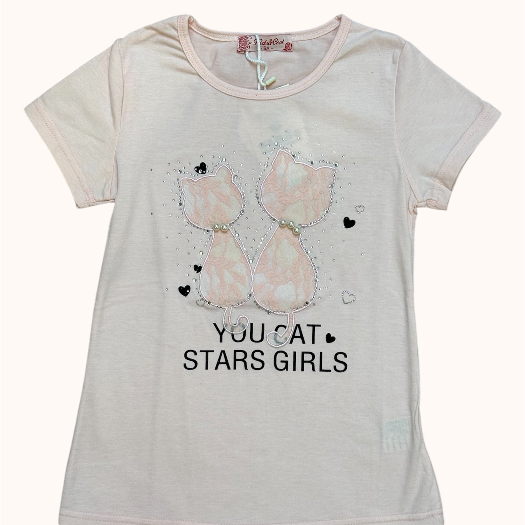 Roze T-shirt met kattenprint