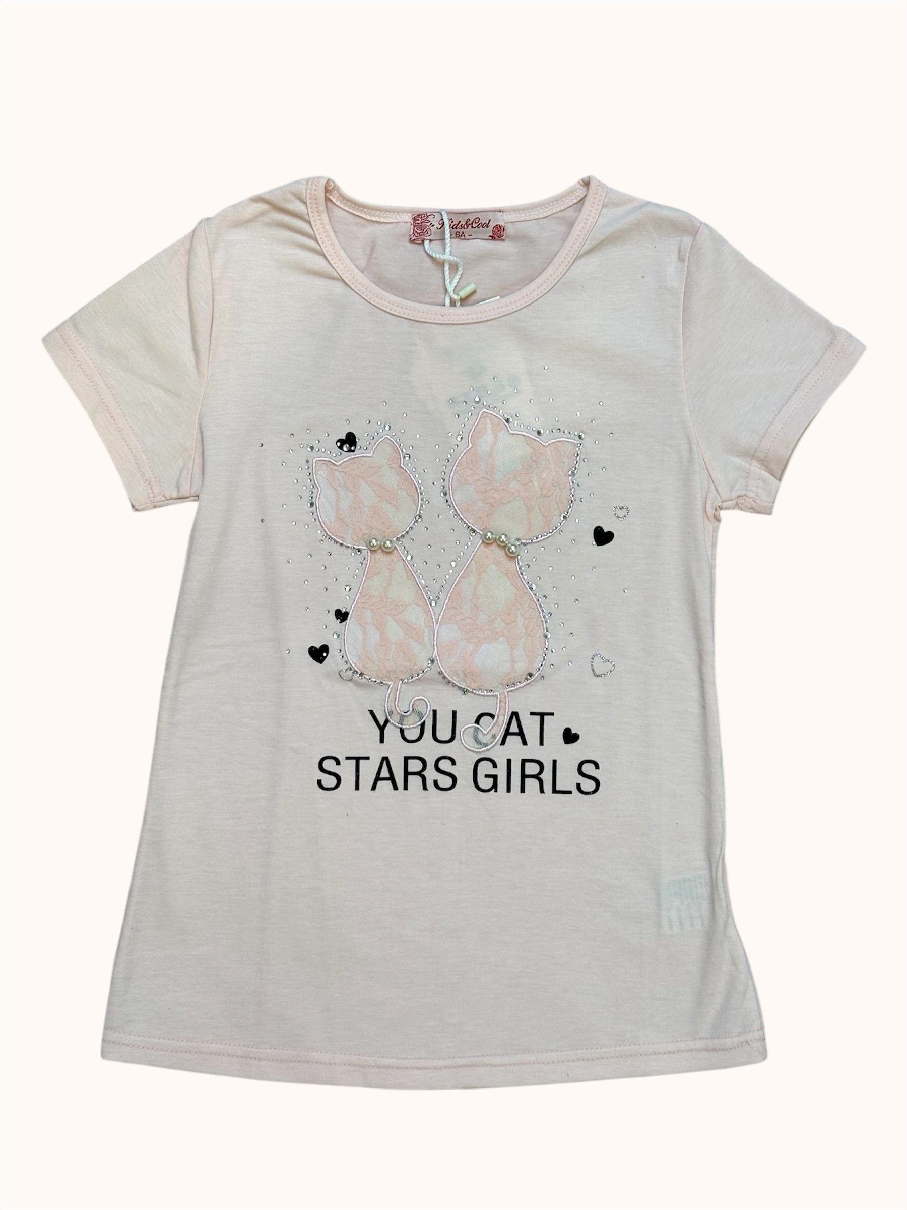 Roze T-shirt met kattenprint