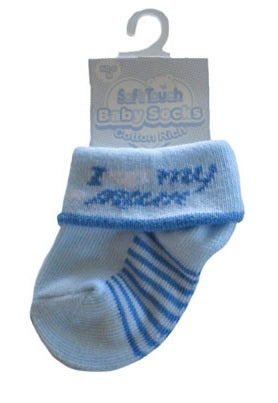 Blauw baby sokjes "I love my mum"
