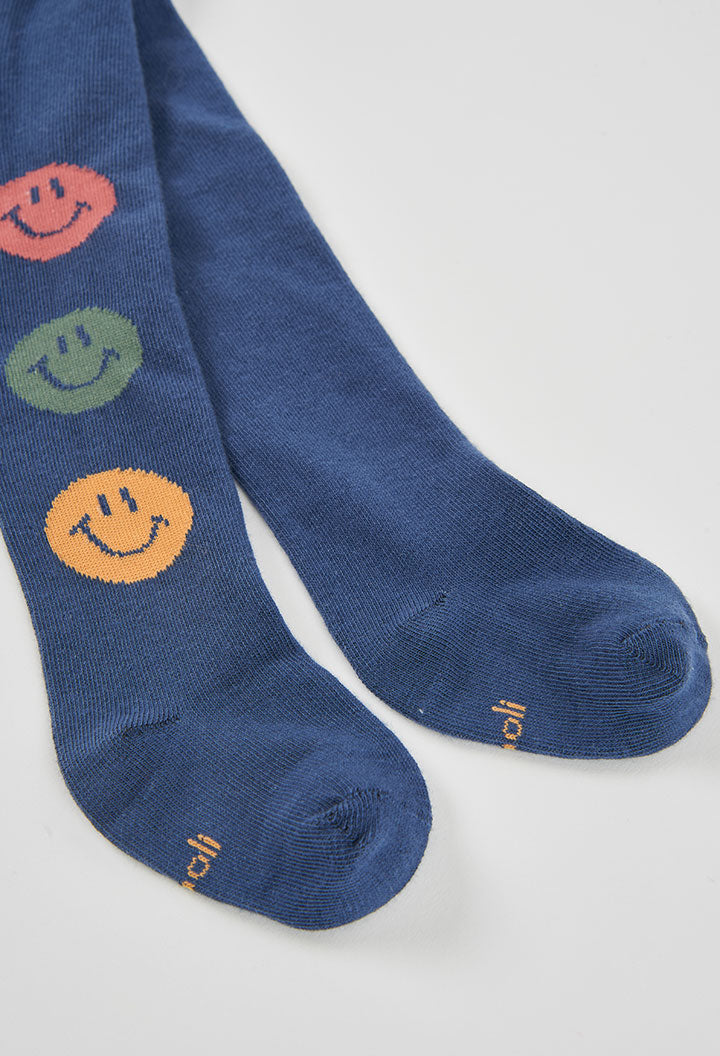 detail van de gekleurde smileys op de blauwe Boboli meisjesmaillot