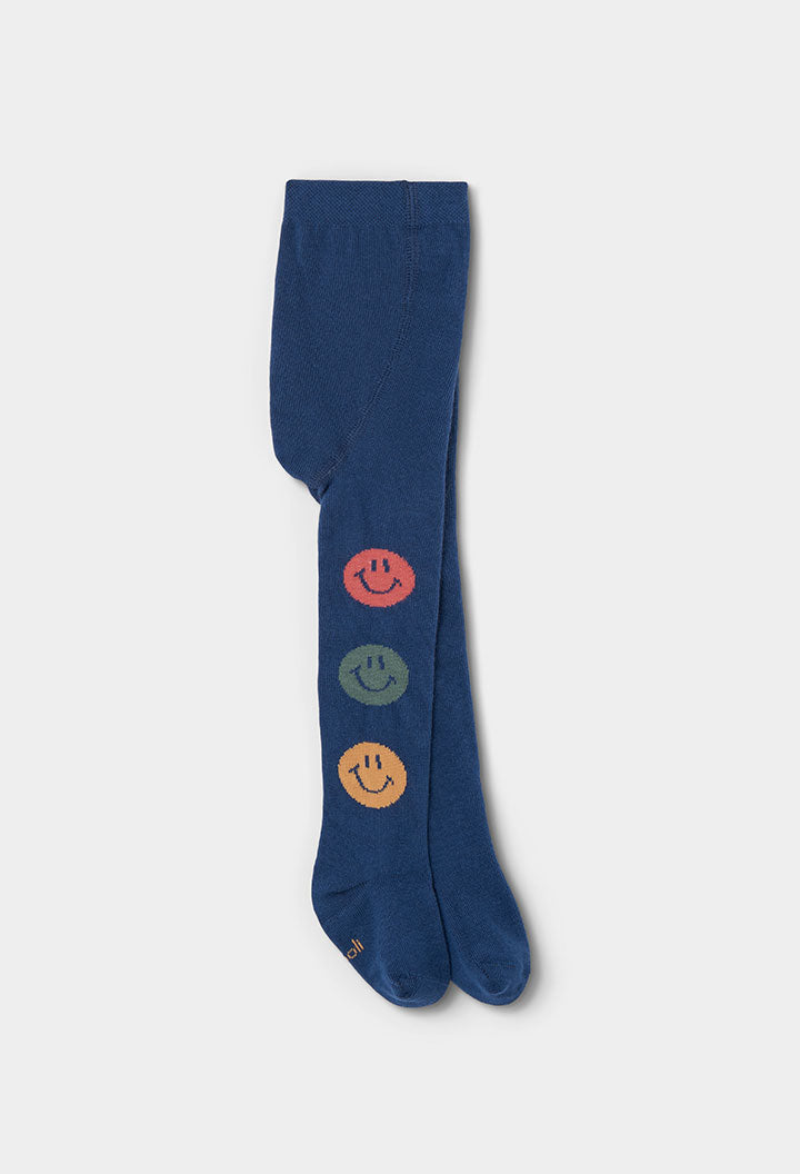 jeansblauwe Boboli maillot voor meisjes met smileys, vooraanzicht