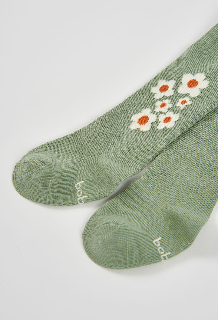 Saliegroene Boboli meisjesmaillot detail met bloemetjes en versterkte teen