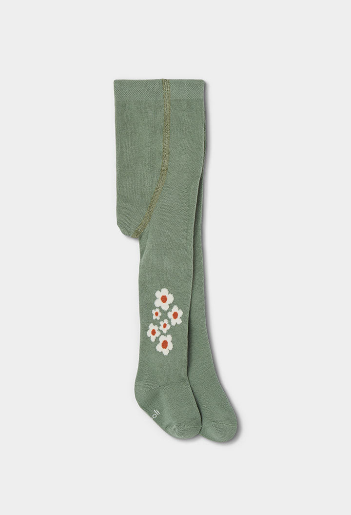 Saliegroene Boboli maillot voor meisjes met wit-oranje bloemenmotief