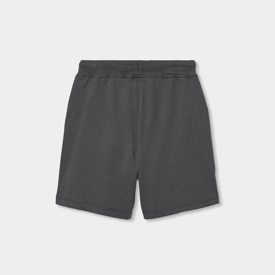 Achterkant antraciet jongens sweat shorts Boboli met geribbelde elastische tailleband – Elisa Kids Boutique
