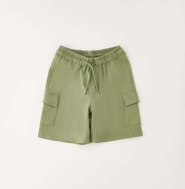 Jongens cargo short legergroen met elastische taille en trekkoord