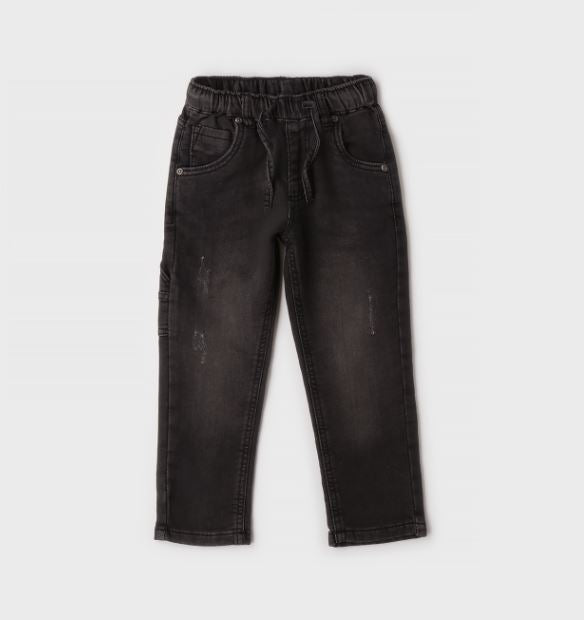 verwassen zwarte iDO jeansbroek voor jongens, vooraanzicht