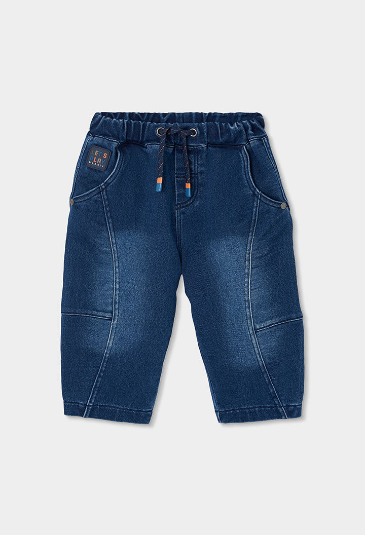 Donkerblauwe Boboli jogg jeans voor jongens met geribde taille en enkelboorden
