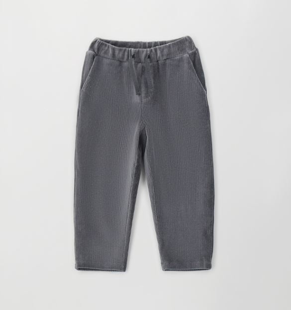 Grijze iDO ribfluwelen broek voor jongens met baggy fit en elastische taille