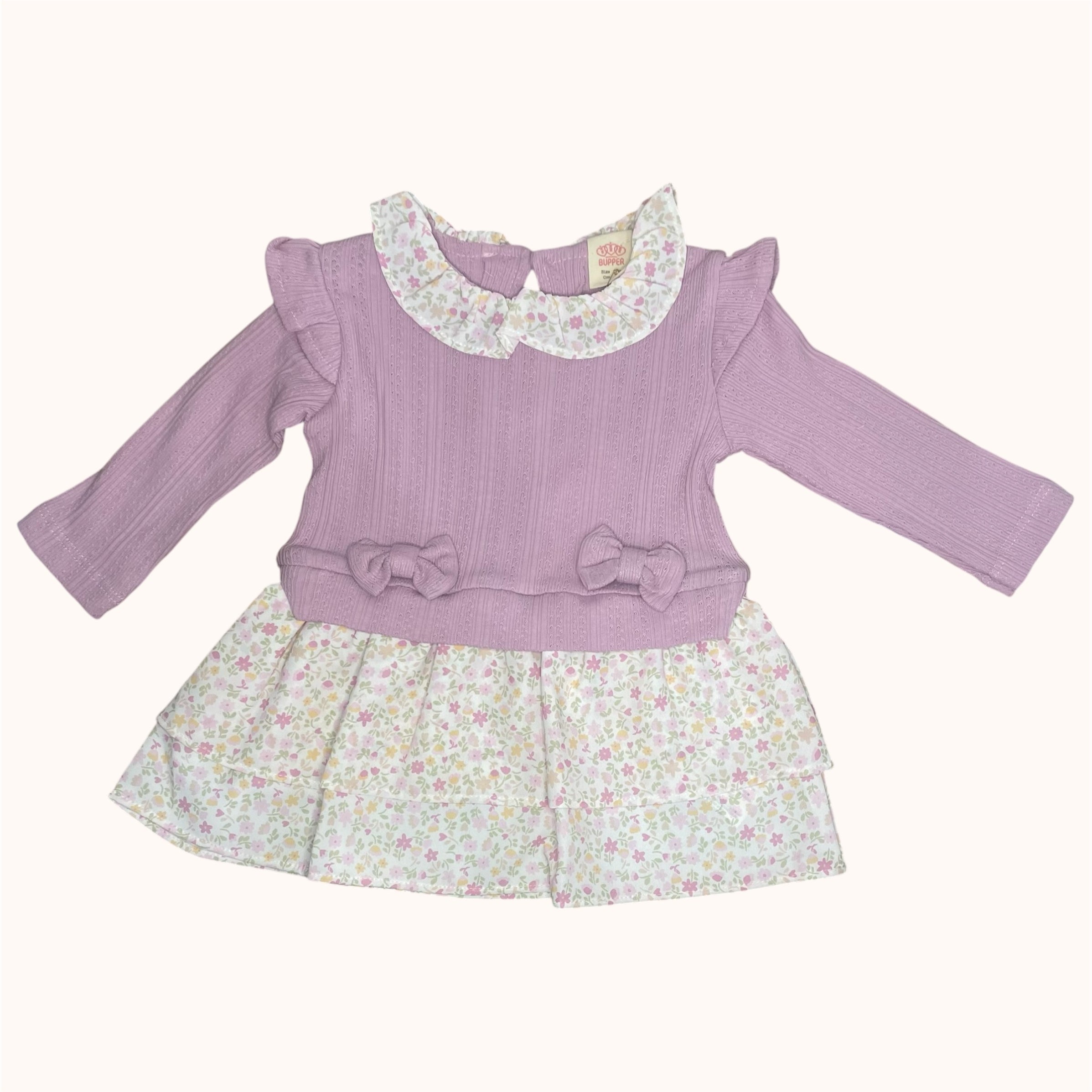 Elegant paars babymeisjes jurkje met bloemenrok