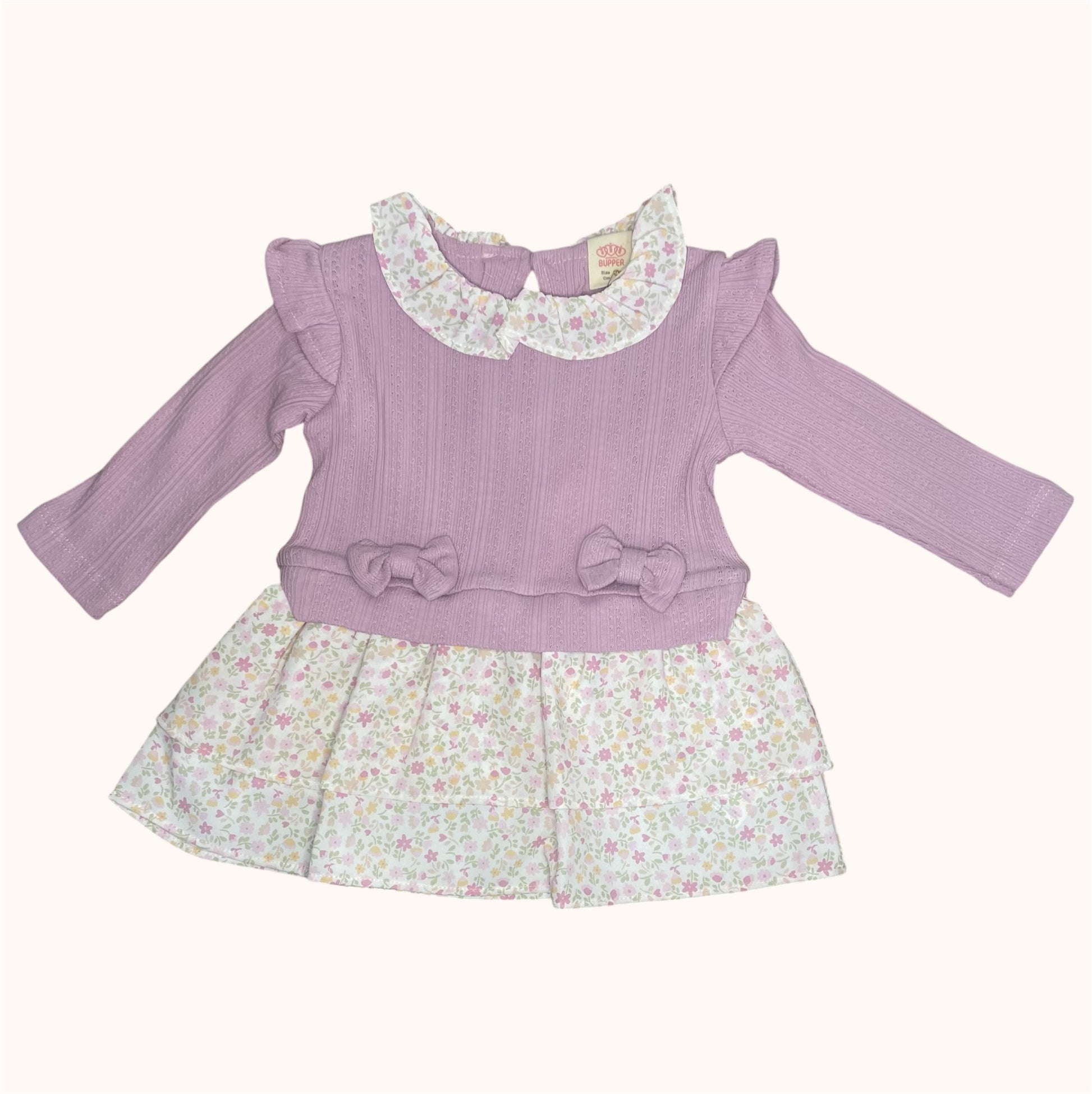 Elegant paars babymeisjes jurkje met bloemenrok