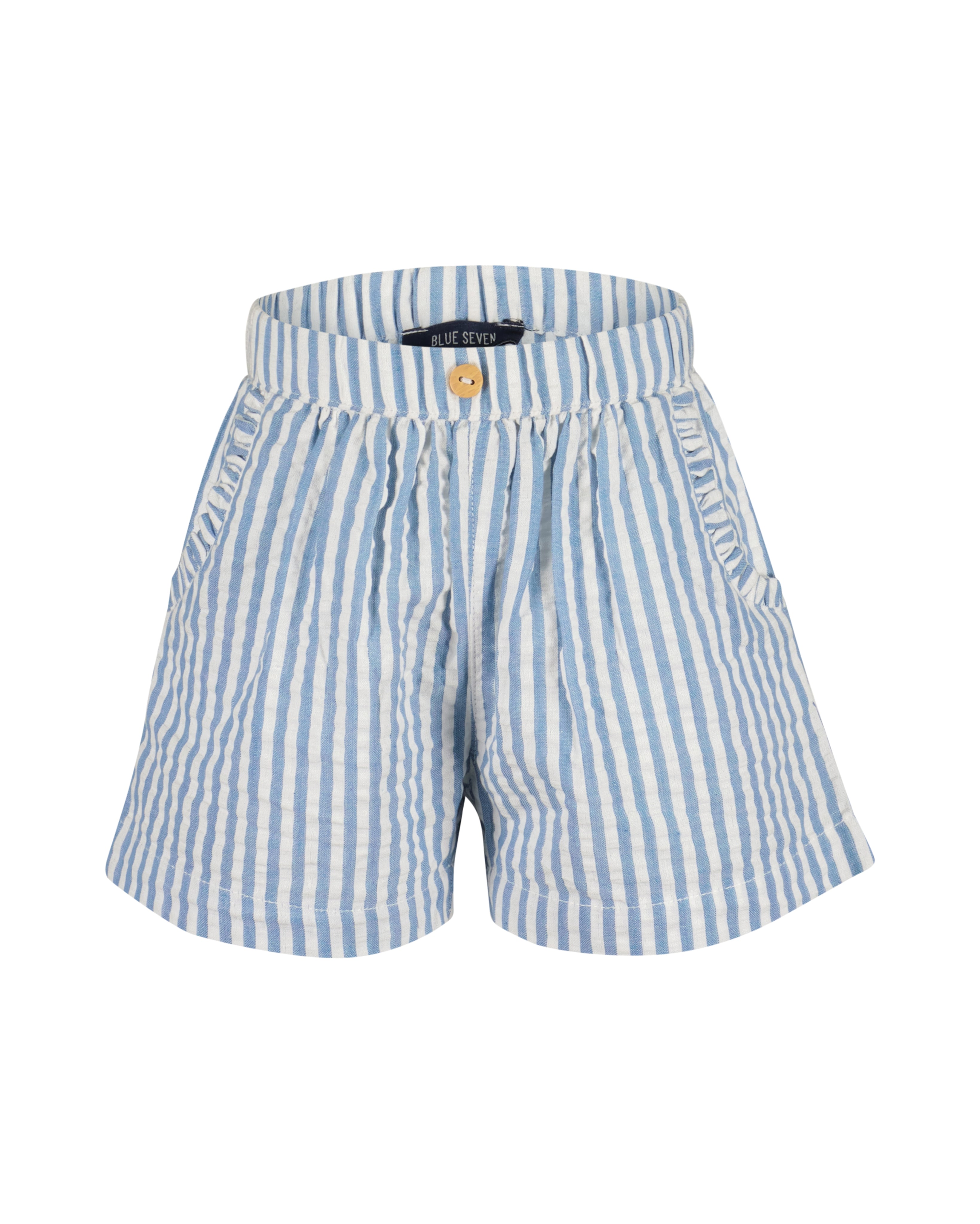 Meisjes shorts lichtblauw wit gestreept met elastische taille Blue Seven – Elisa Kids Boutique