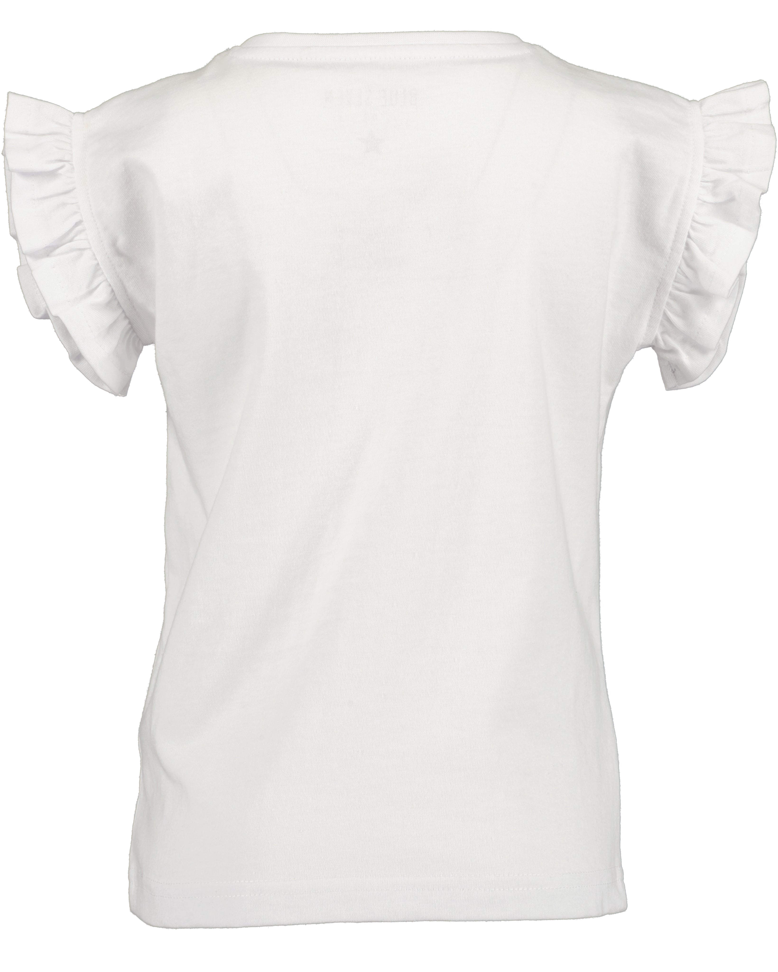 Meisjes t-shirt wit met schommelend meisje print en ruchemouwen – Elisa Kids Boutique