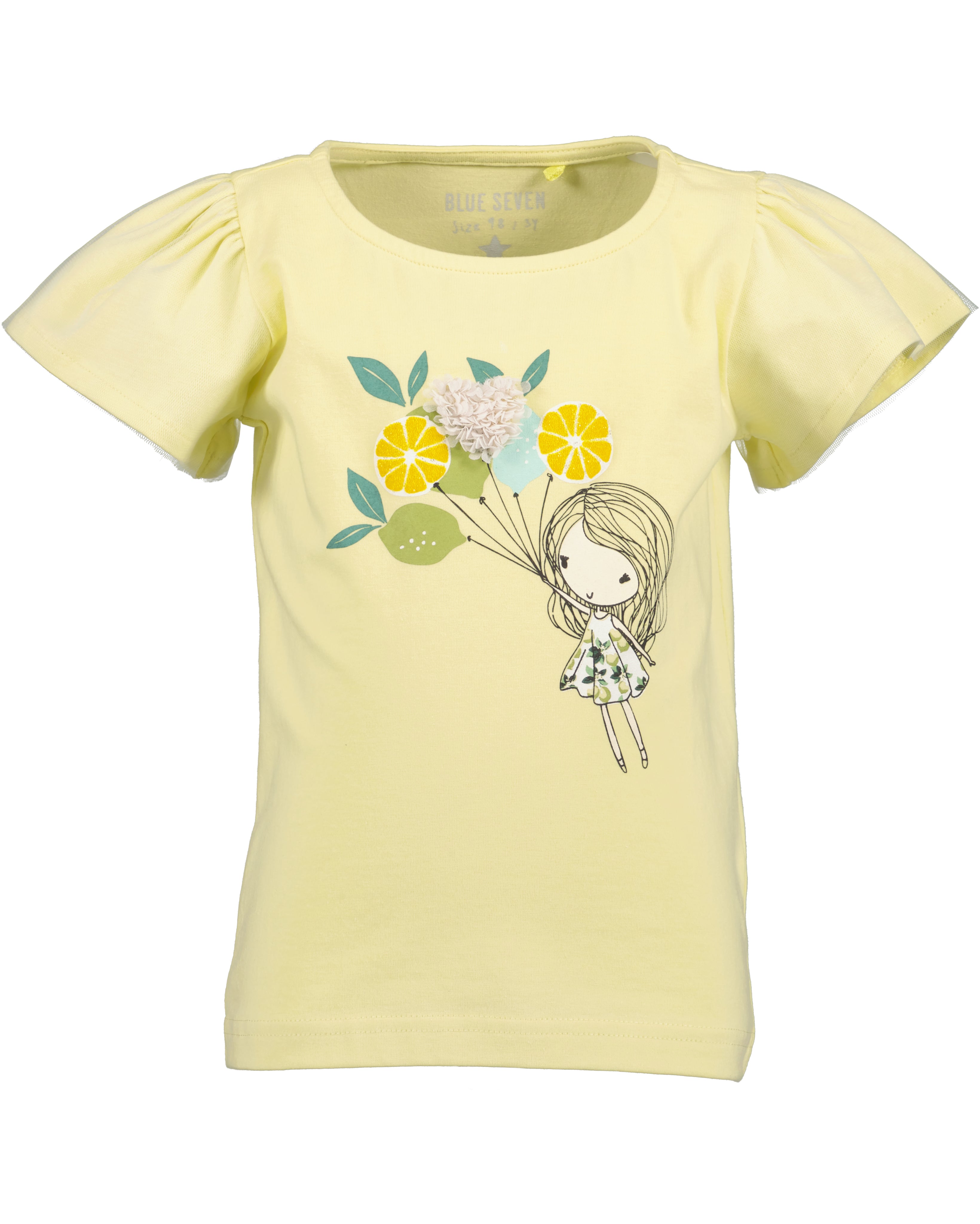 Meisjes set t-shirt geel citroenen print en tule rok Blue Seven