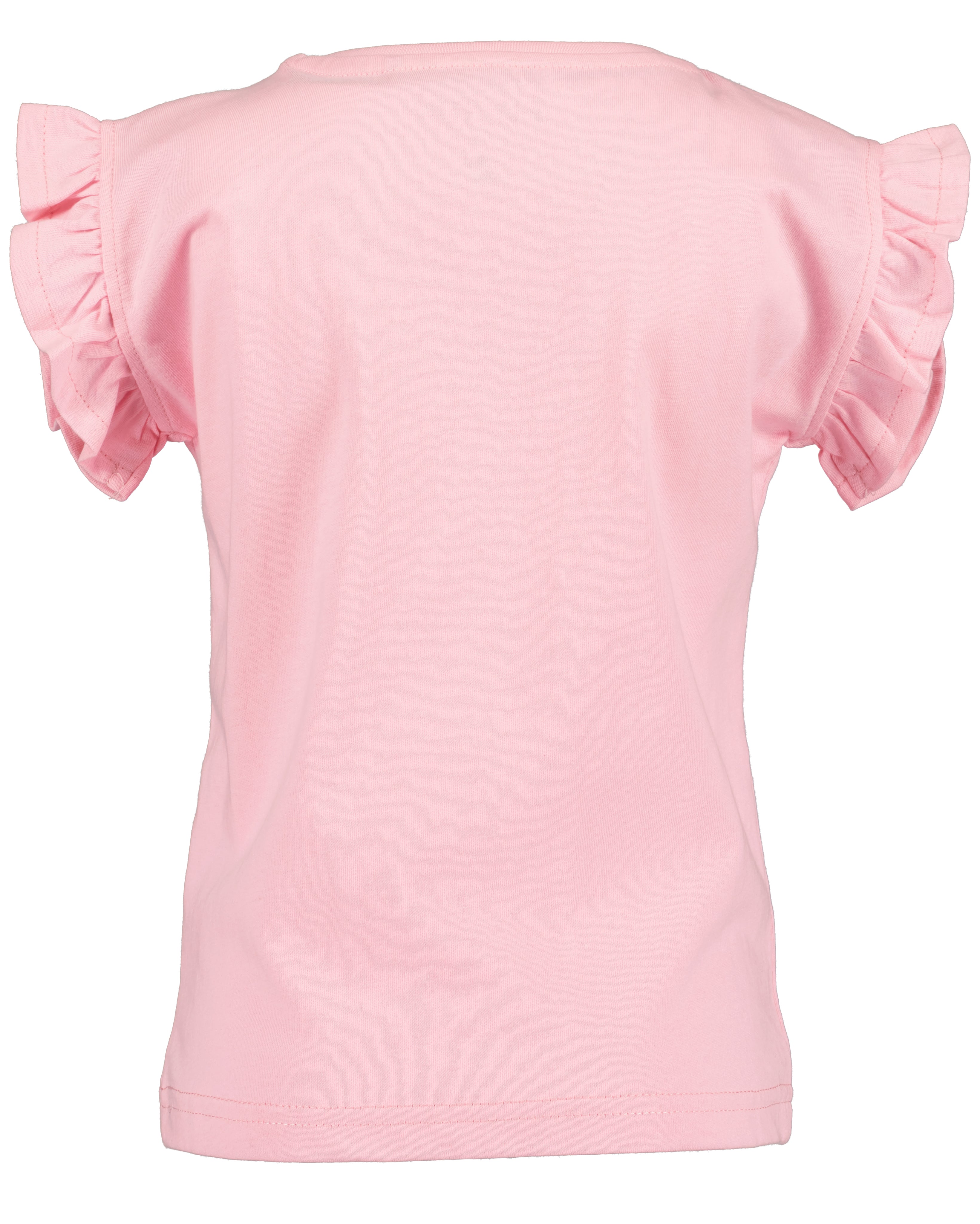 Meisjes t-shirt roze met 3D bloemen applicatie en ruchemouwen Blue Seven – Elisa Kids Boutique