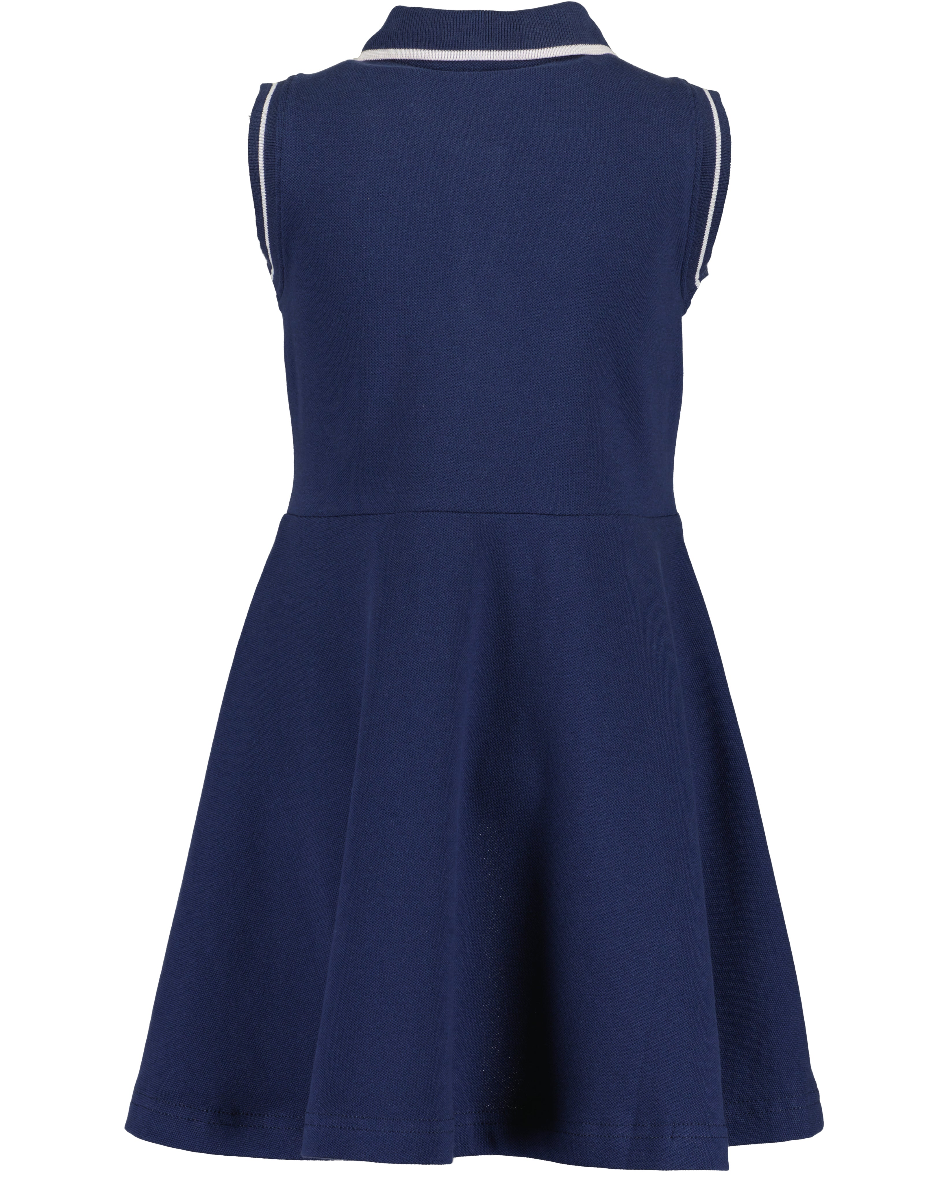 Meisjes polo jurk marineblauw mouwloos met palmboom borduursel Blue Seven