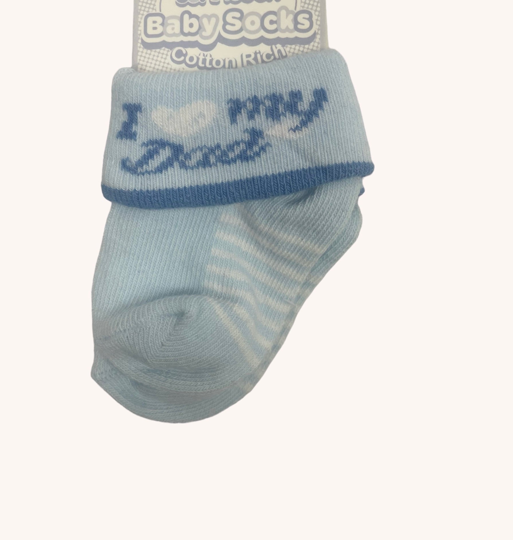 Blauw baby sokjes "I love my dad"