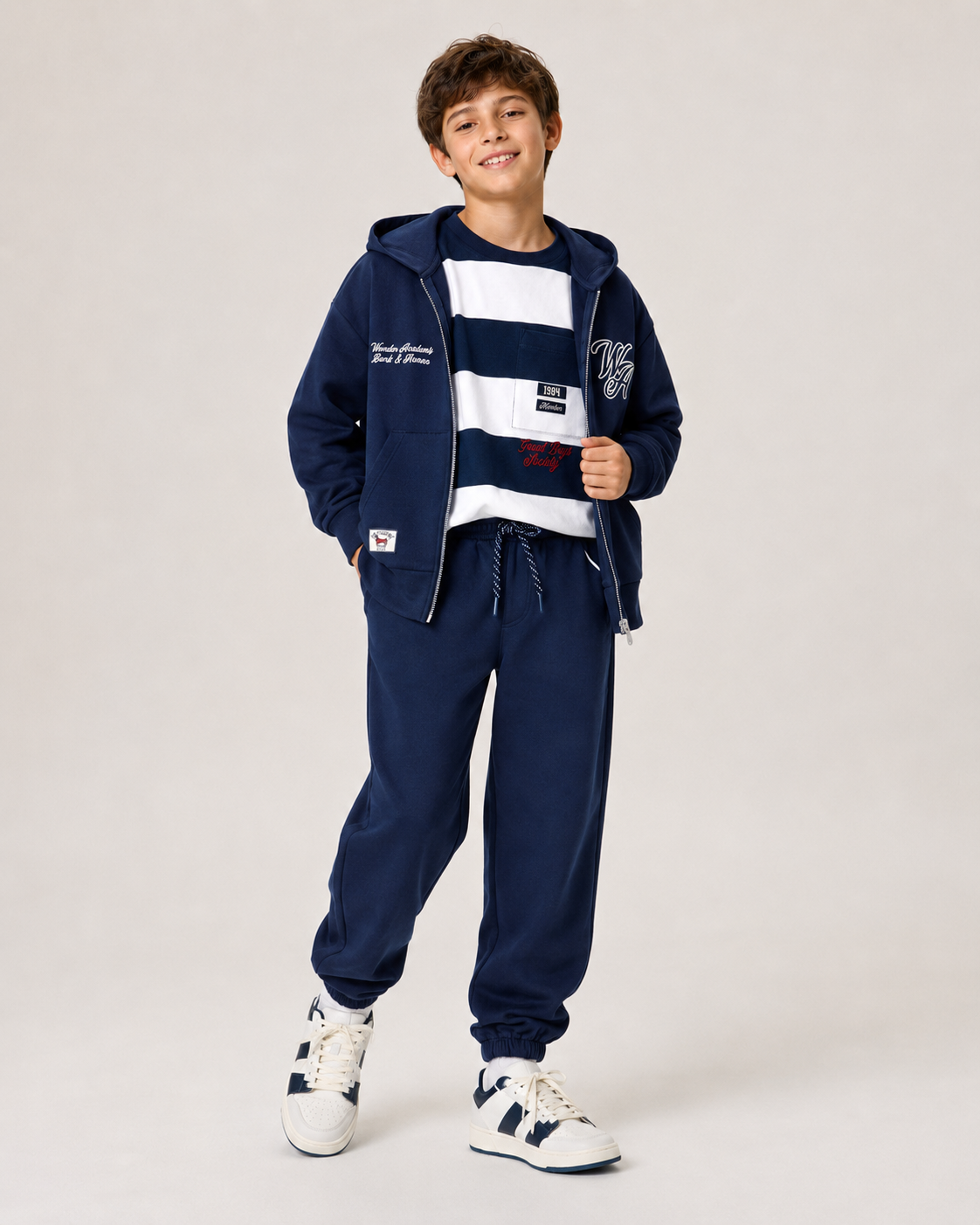 Gestreepte longsleeve jongens marineblauw – Boboli