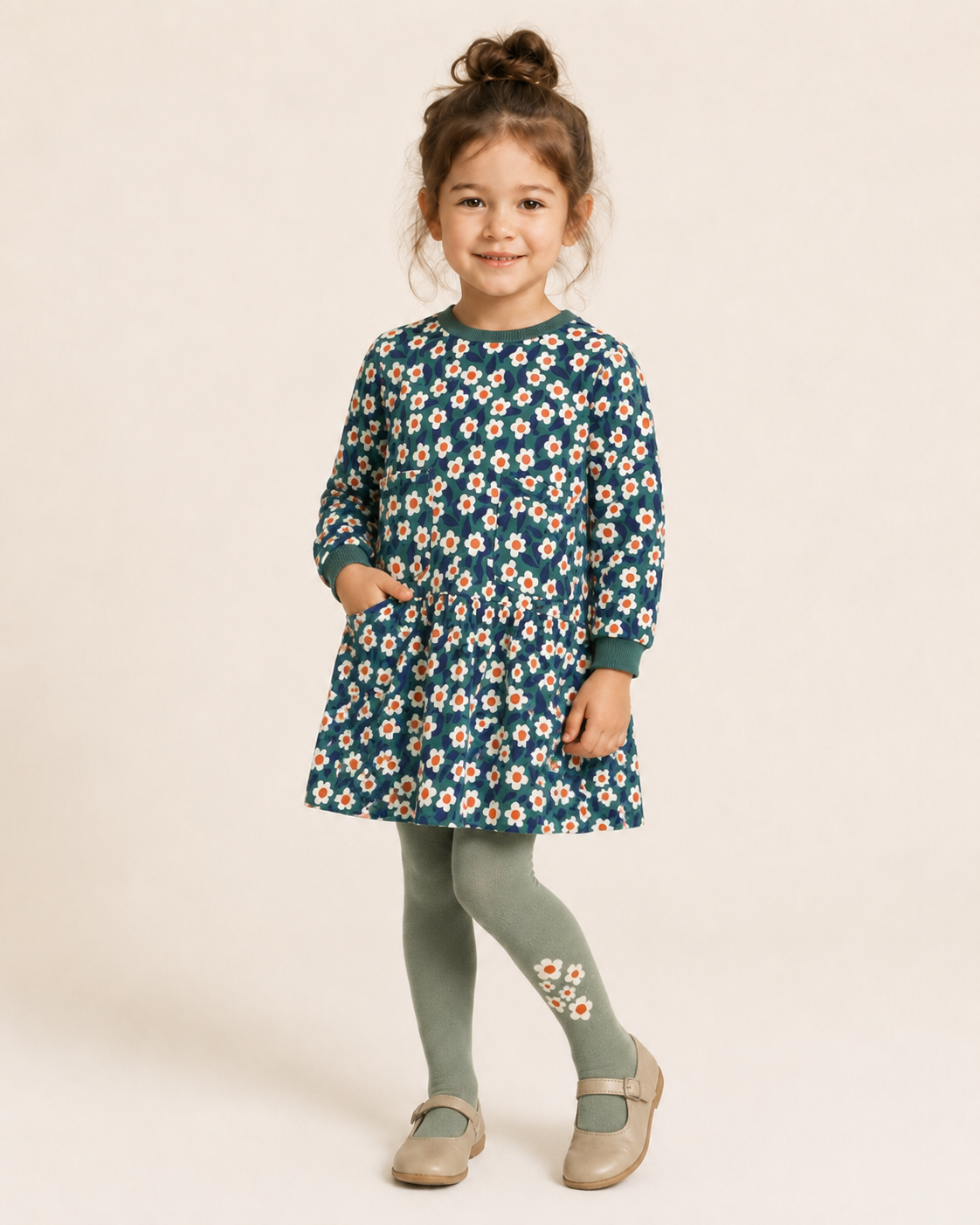 Maillot saliegroen met bloemen meisjes – Boboli
