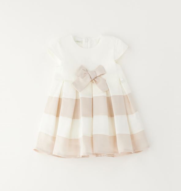 iDO baby jurk detail bovenstuk crème met korte mouwen en strik