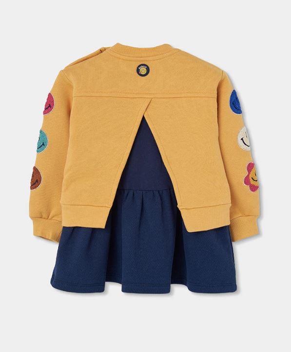 Boboli sweaterkleedje meisjes met smiley-patches, achteraanzicht