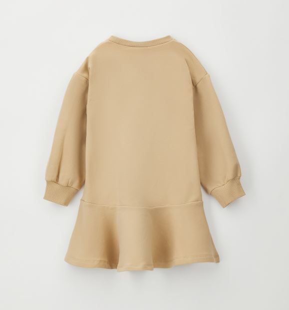 Beige iDO sweaterjurk voor meisjes achterzijde met volant