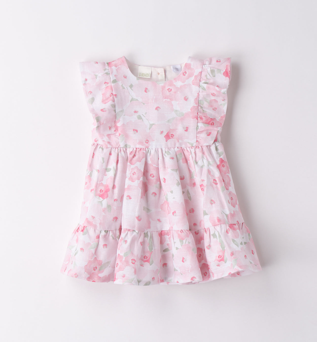 iDO babyjurkje met roze bloemenprint en ruches voor meisjes van 6 tot 24 maanden